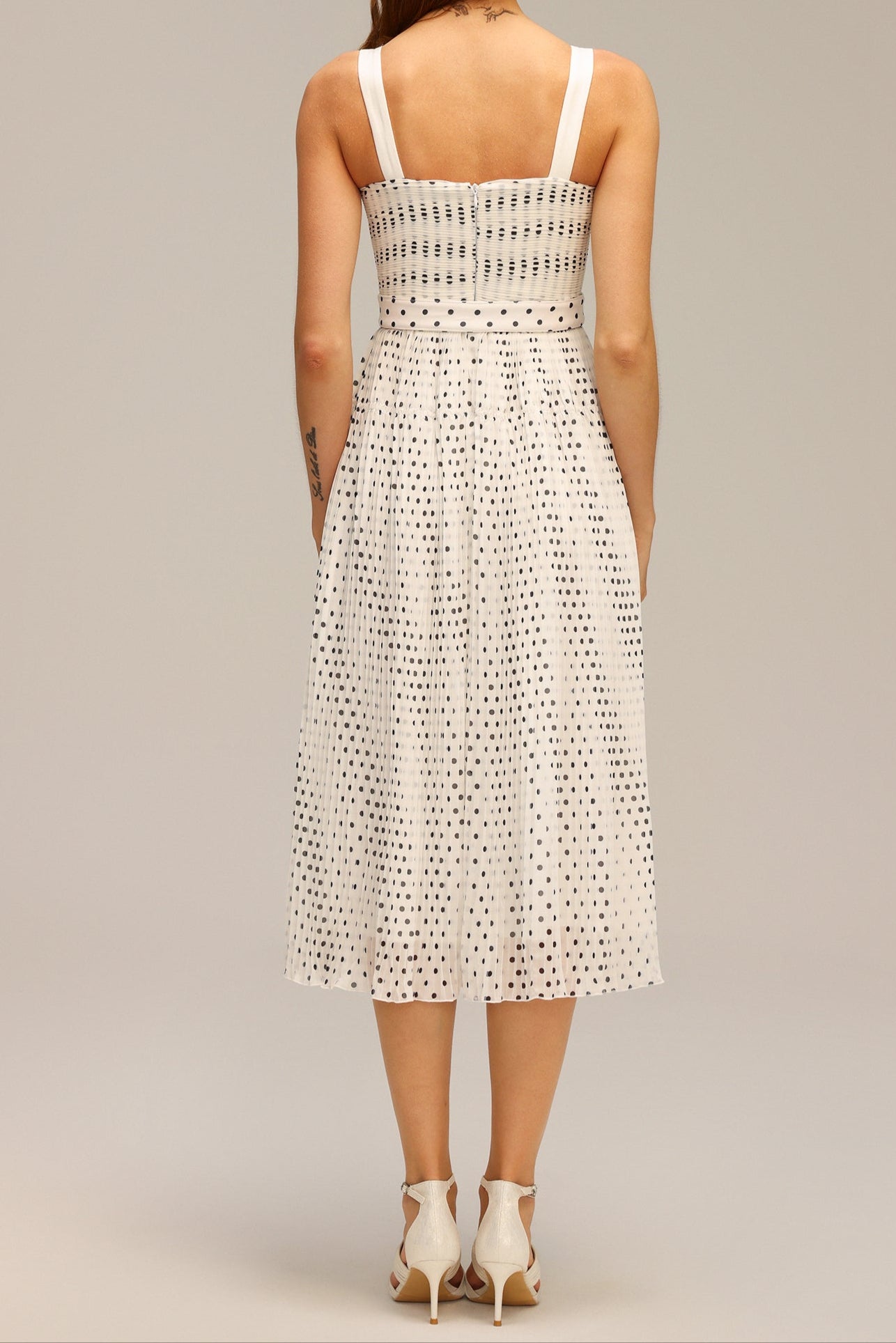 JANICE HALTER MIDI DRESS - PEARL DOT PRINT