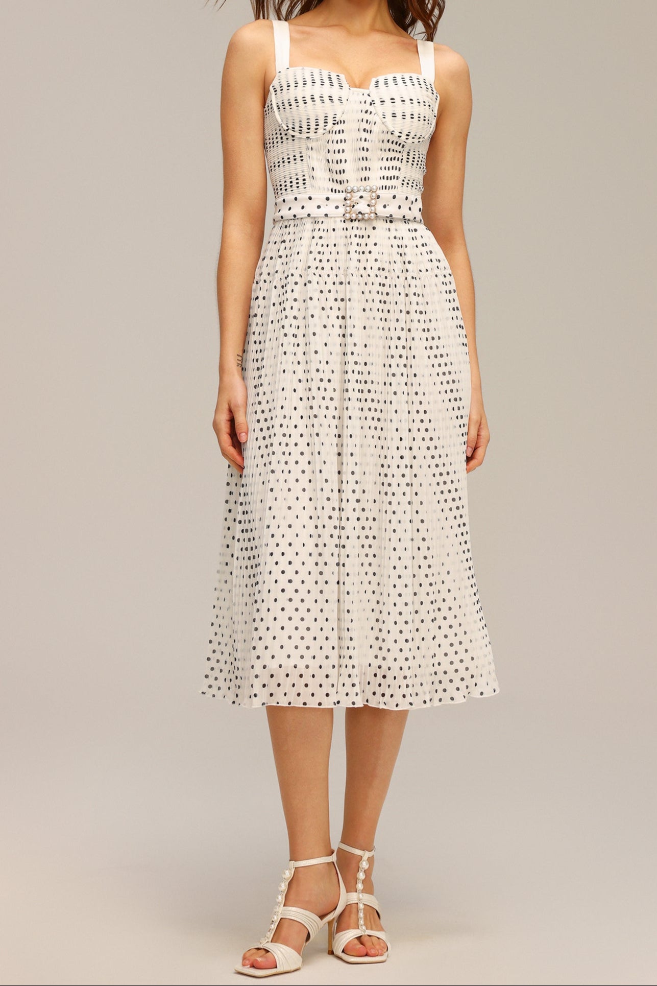 JANICE HALTER MIDI DRESS - PEARL DOT PRINT