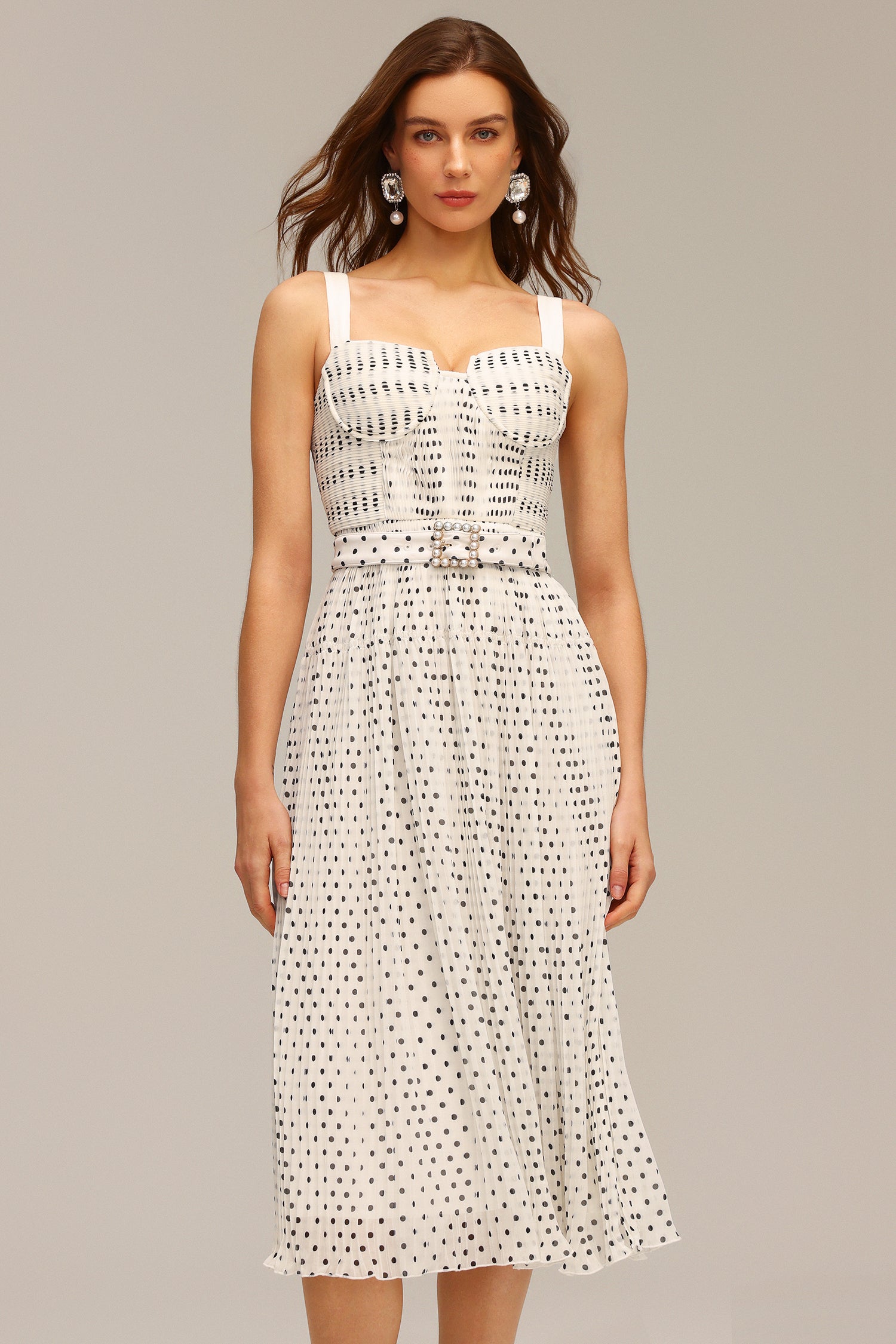 JANICE HALTER MIDI DRESS - PEARL DOT PRINT