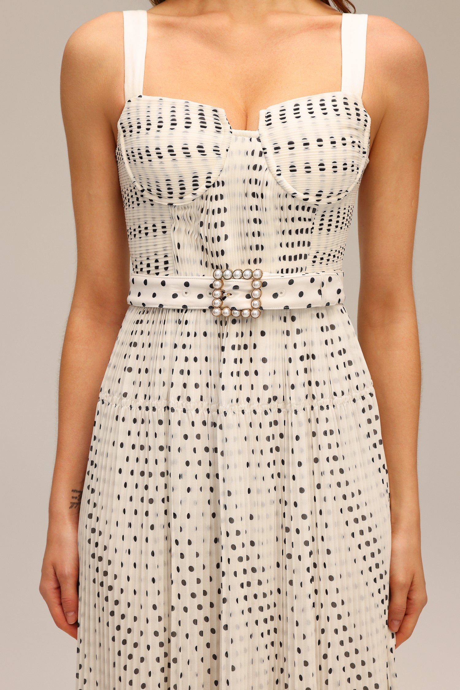 JANICE HALTER MIDI DRESS - PEARL DOT PRINT