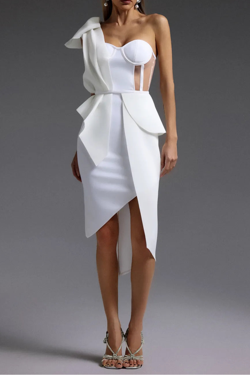 2025-04-02-olya52740_990x_7951e6b8-4e5e-4eae-885c-d2a016feba92 ONE SHOULDER BOW SLIT BANDAGE MIDI DRESS