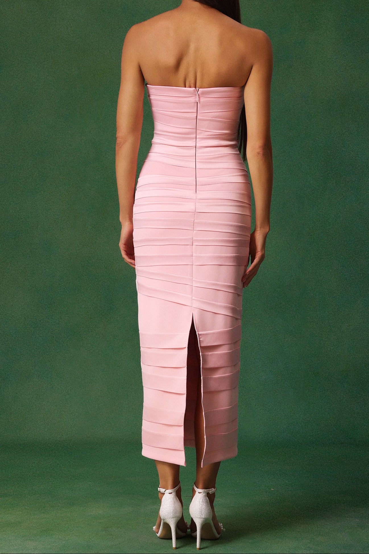 IRMA SLEEVELESS BOW MIDI DRESS, PINK
