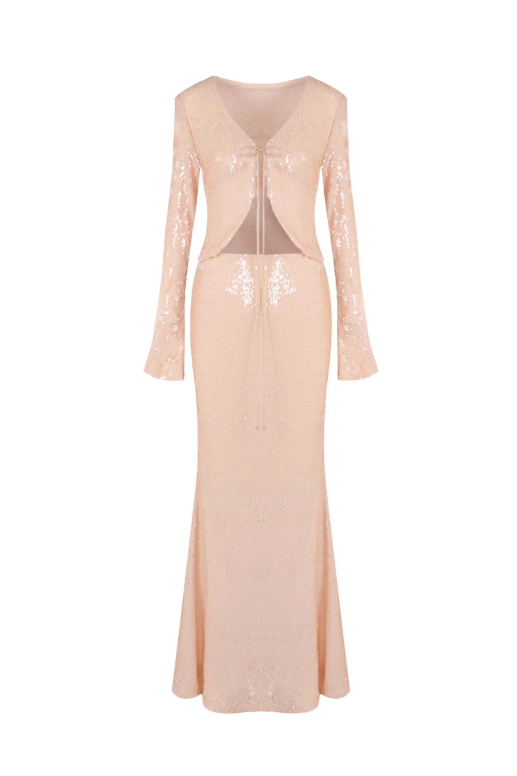 GLITTER SEQUIN TWO PIECE SET - NUDE COORD FOR PARTY