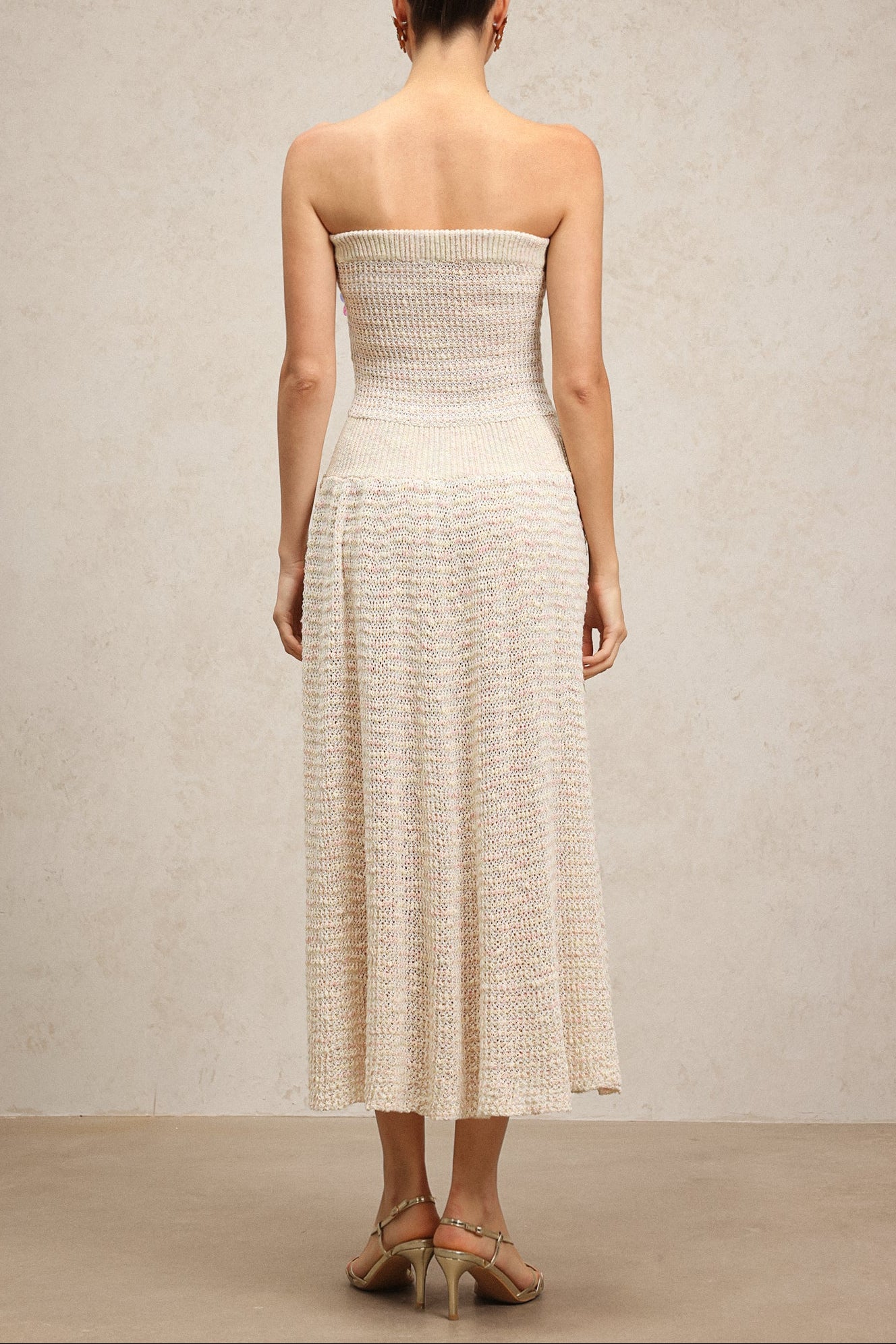 KIMBERLEY BEIGE OFF-SHOULDER SEQUIN MAXI DRESS