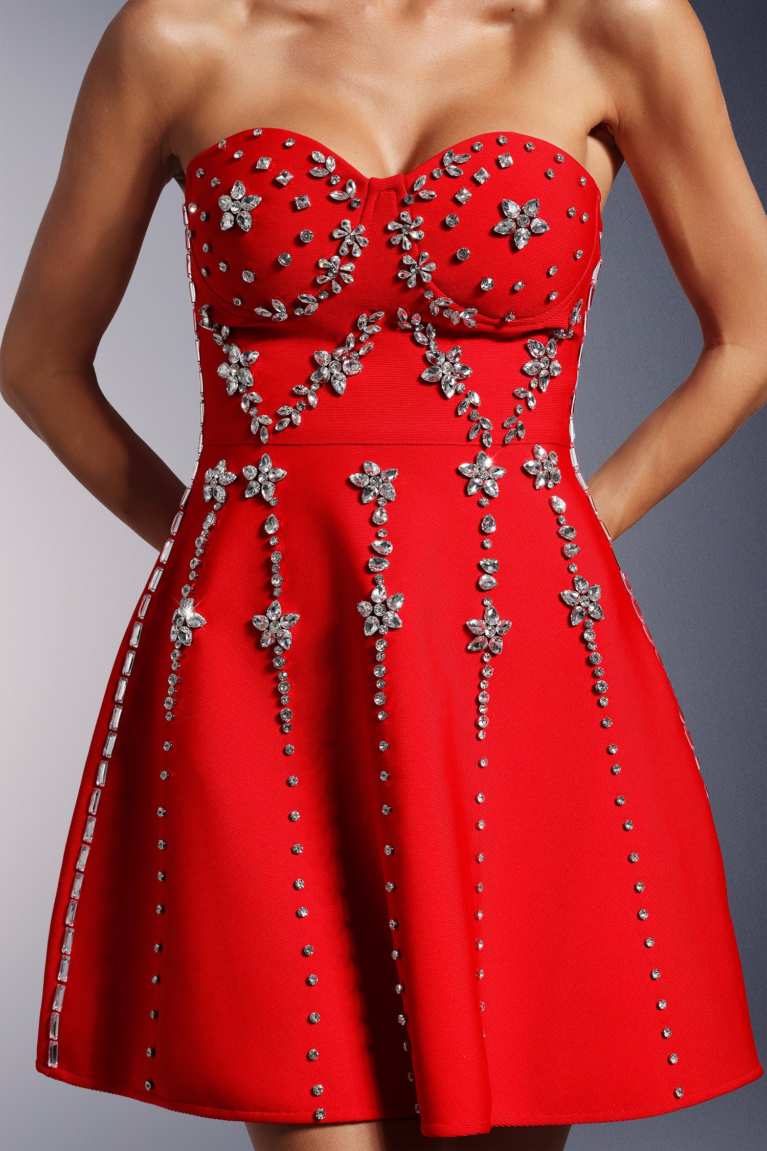 JULIE STRAPLESS BANDAGE MINI DRESS FOR PARTY