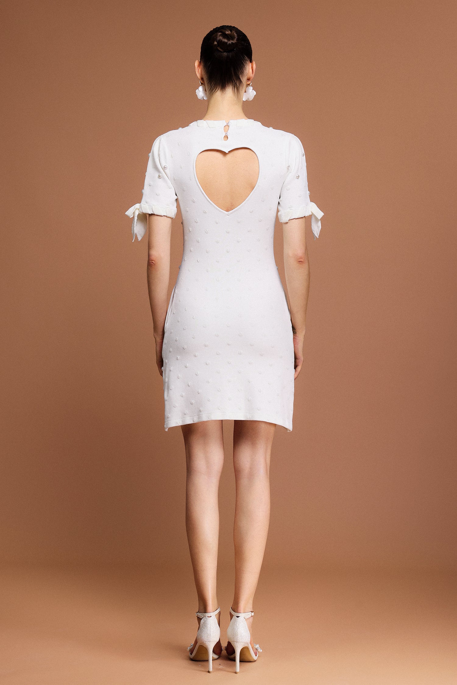 ROUND NECK PEARL DOT MINI DRESS CASUAL