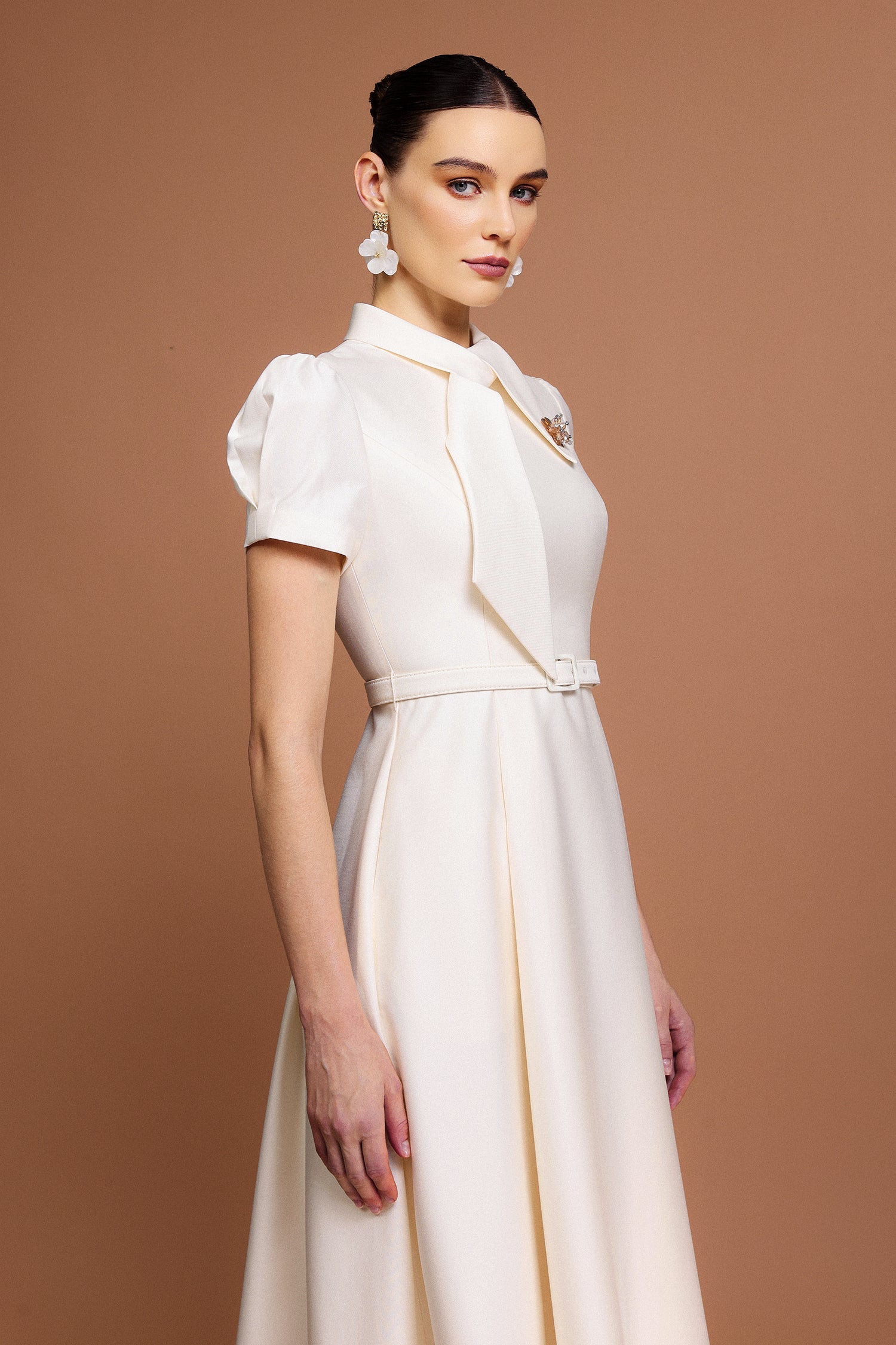 JOSEPHINE DIAMOND MIDI DRESS, SHORT SLEEVES, WEDDING GUEST