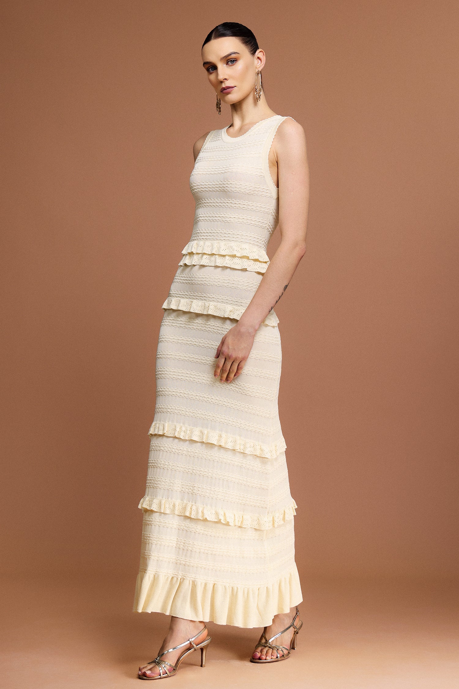 TRISTA SLEEVELESS FOLD MAXI DRESS