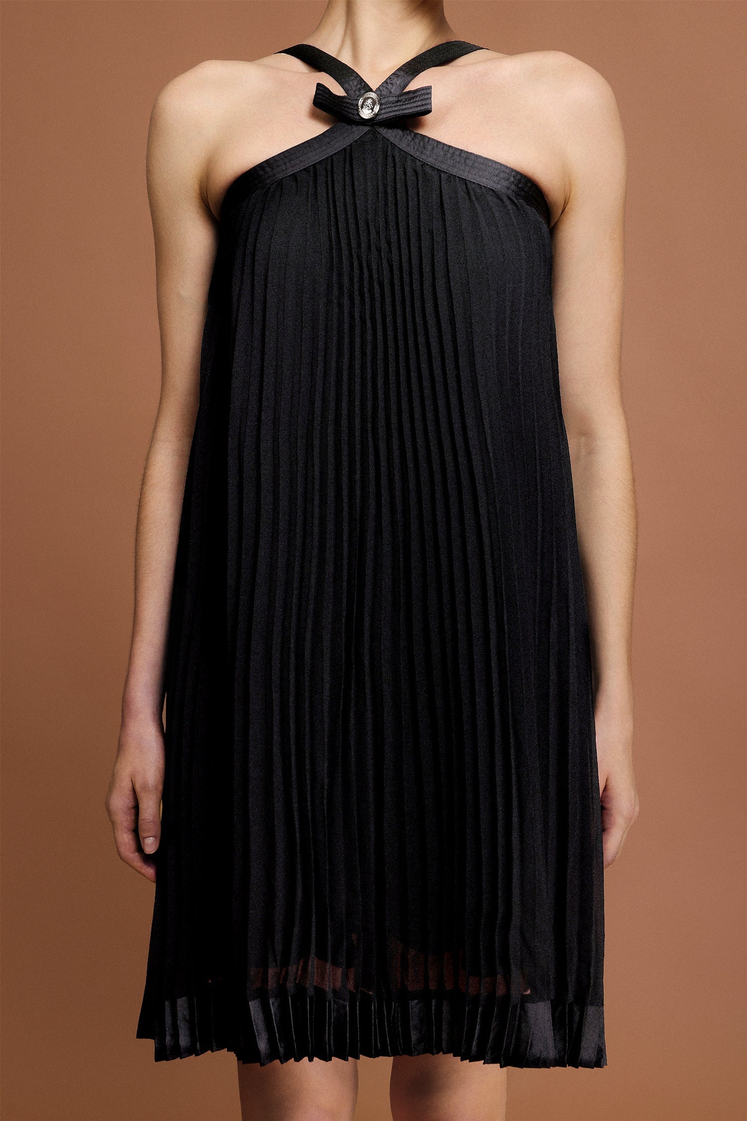 JESSICA SLEEVELESS BOWKNOT FOLDS MINI DRESS