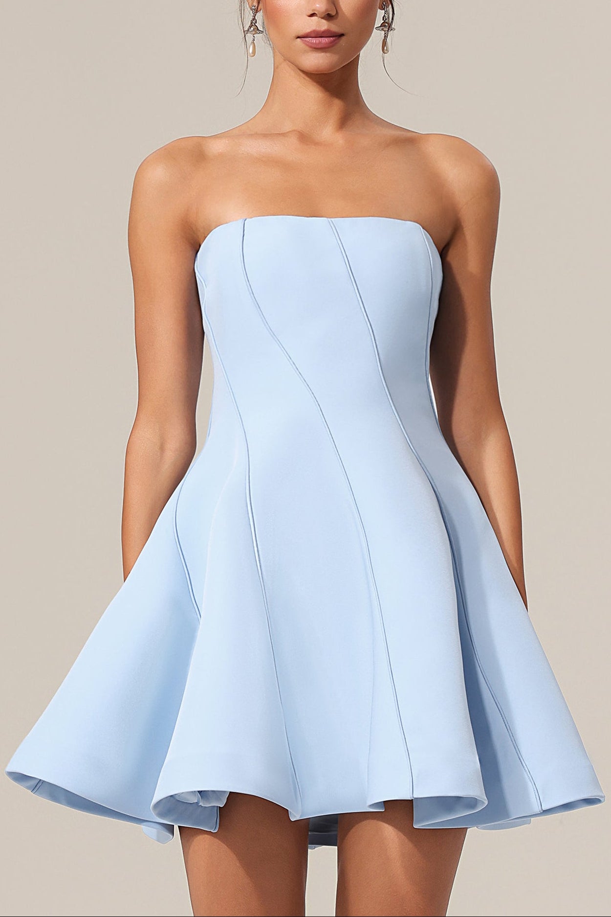 NATIVIDAD OFF-SHOULDER MINI DRESS BLUE