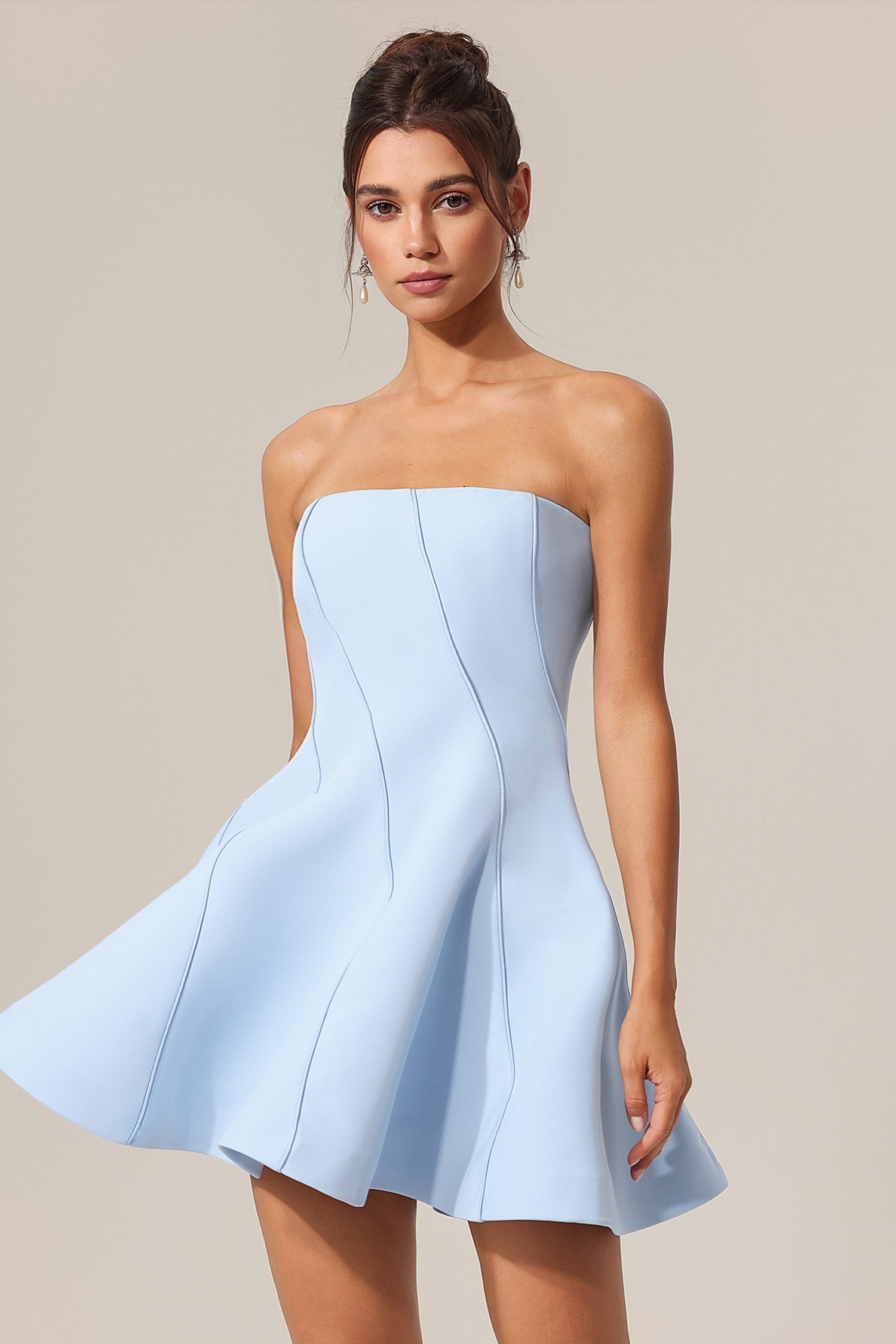 NATIVIDAD OFF-SHOULDER MINI DRESS BLUE