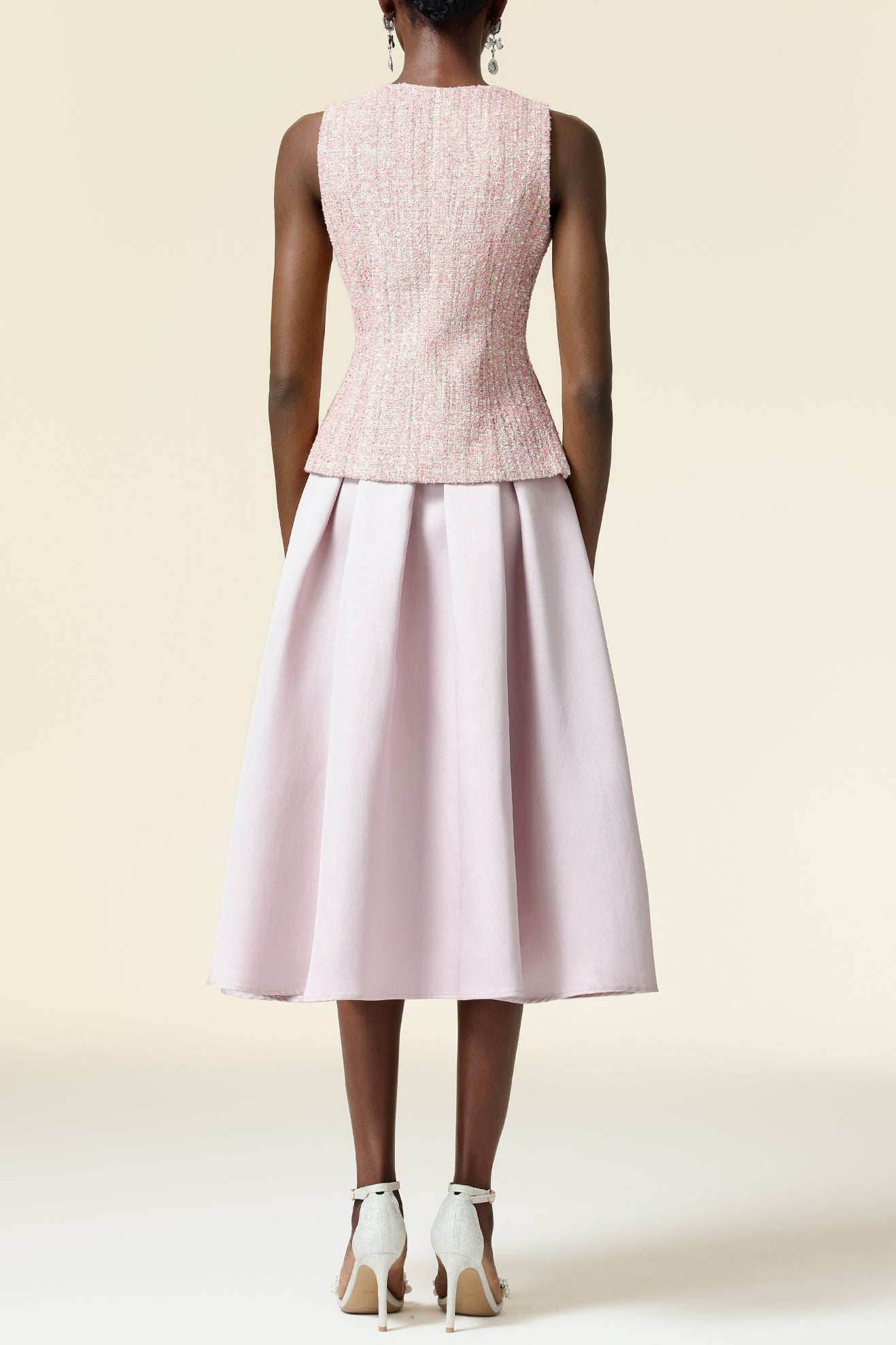ELLA PINK V-NECK SLEEVELESS TWO-PIECE SET