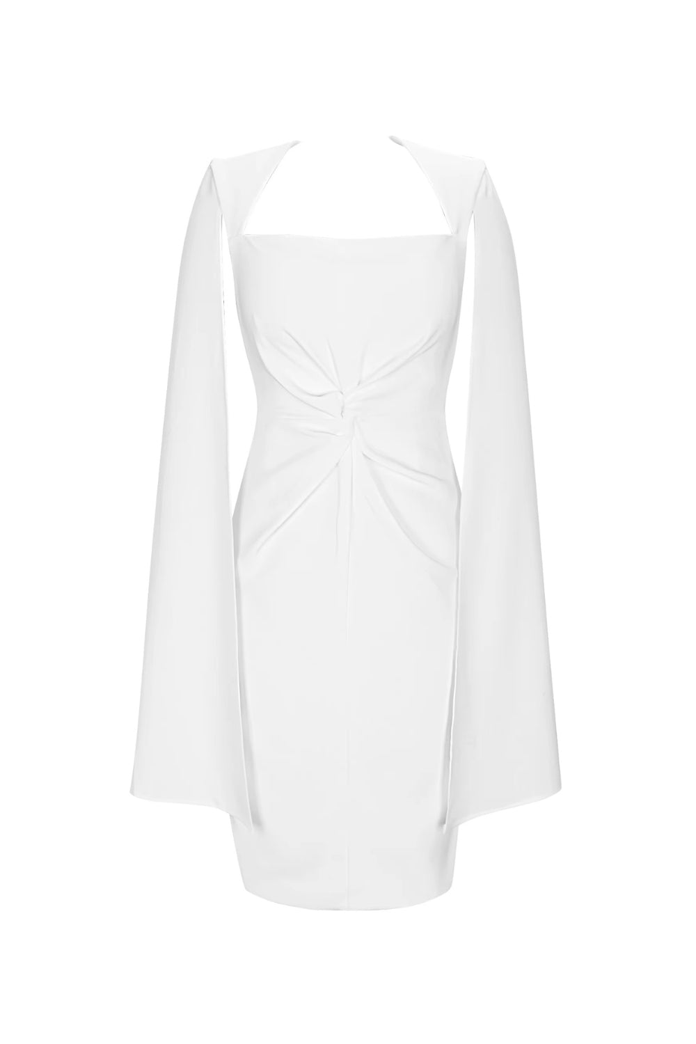 CREPE TWIST BODYCON MIDI DRESS, WHITE