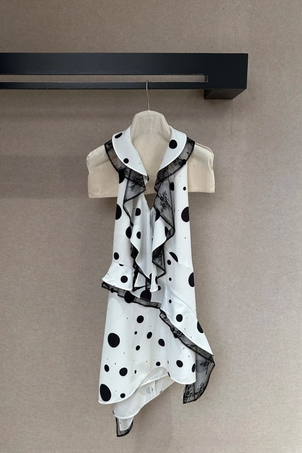 PHOENIX WHITE POLKA DOT BACKLESS RUFFLED MINI DRESS