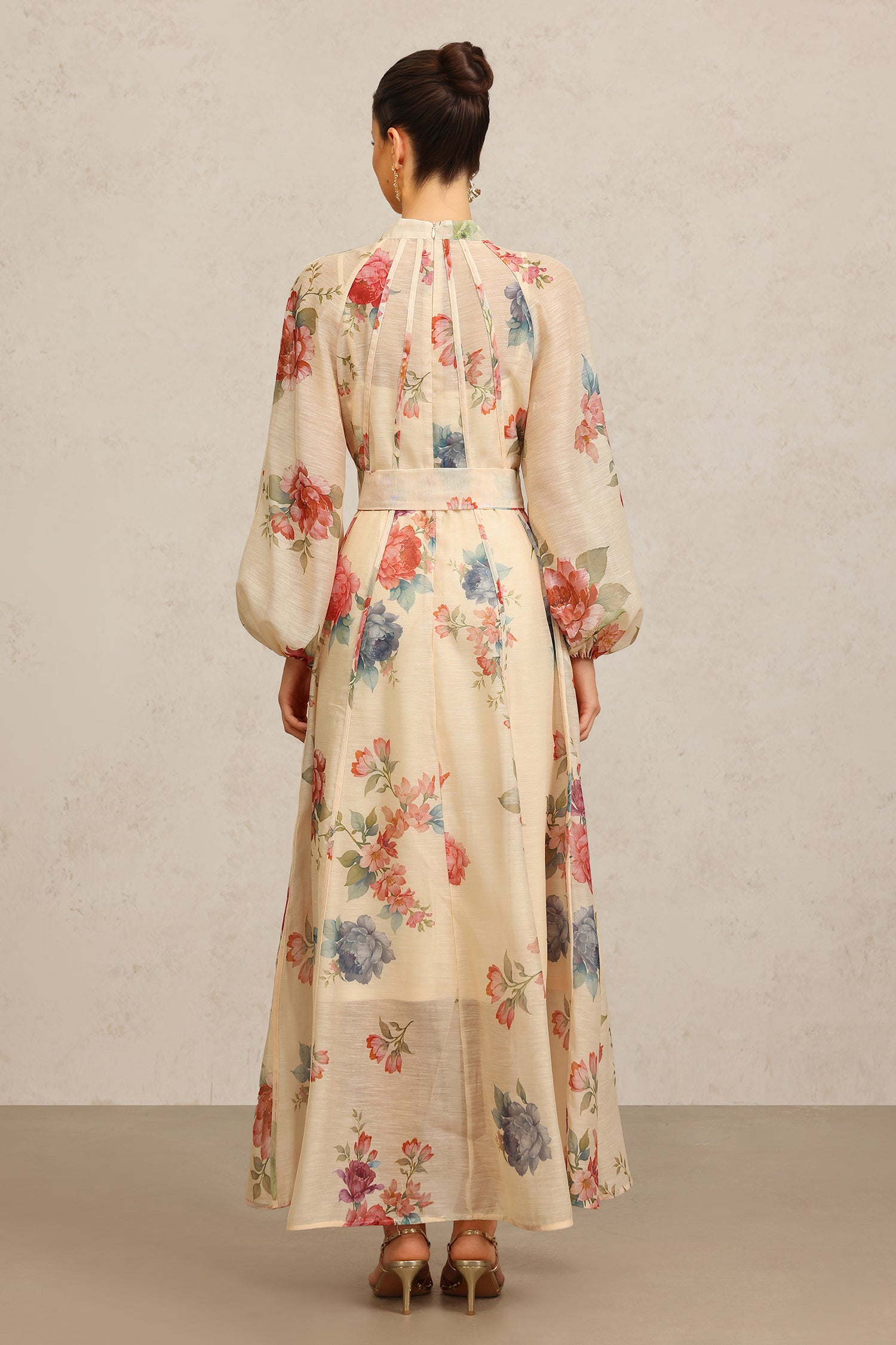 NEAL LONG SLEEVE FLORAL MAXI DRESS