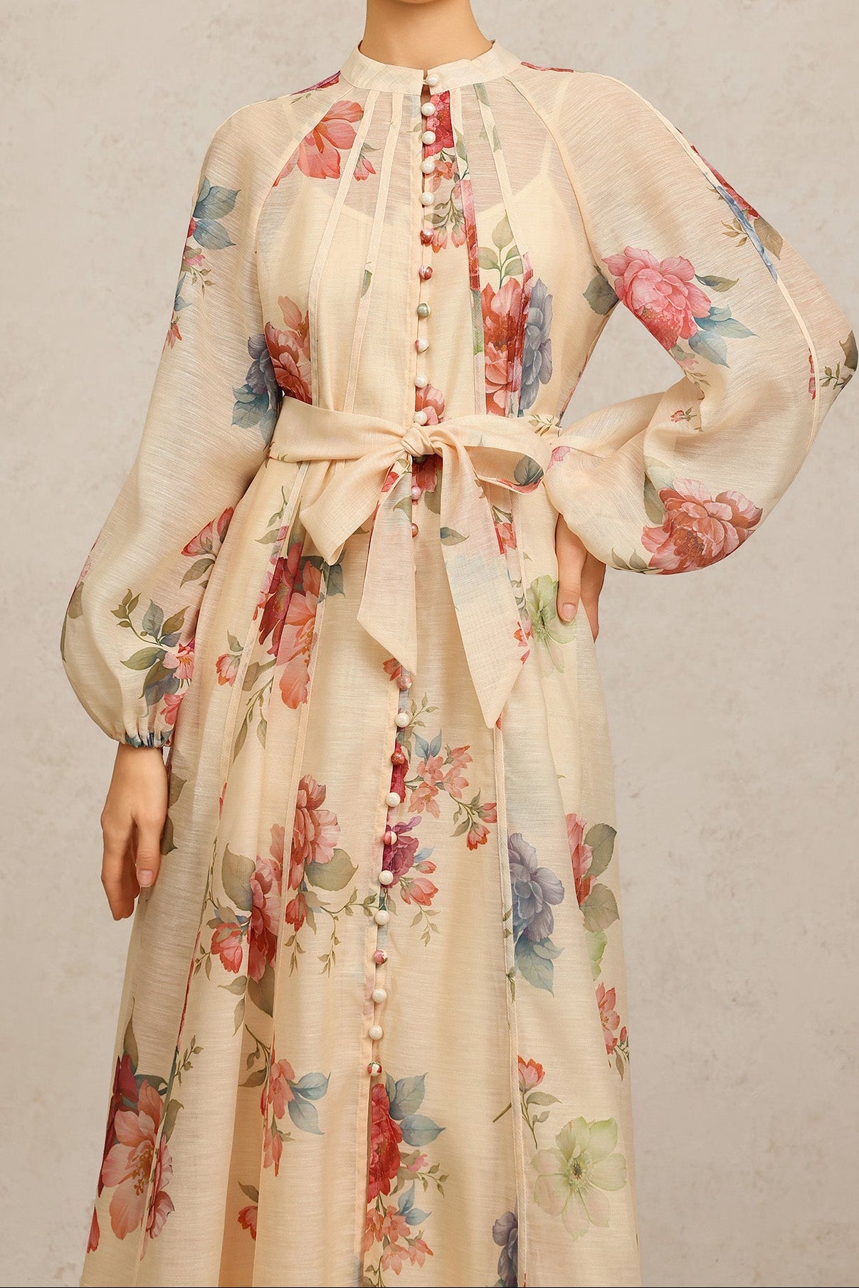 NEAL LONG SLEEVE FLORAL MAXI DRESS
