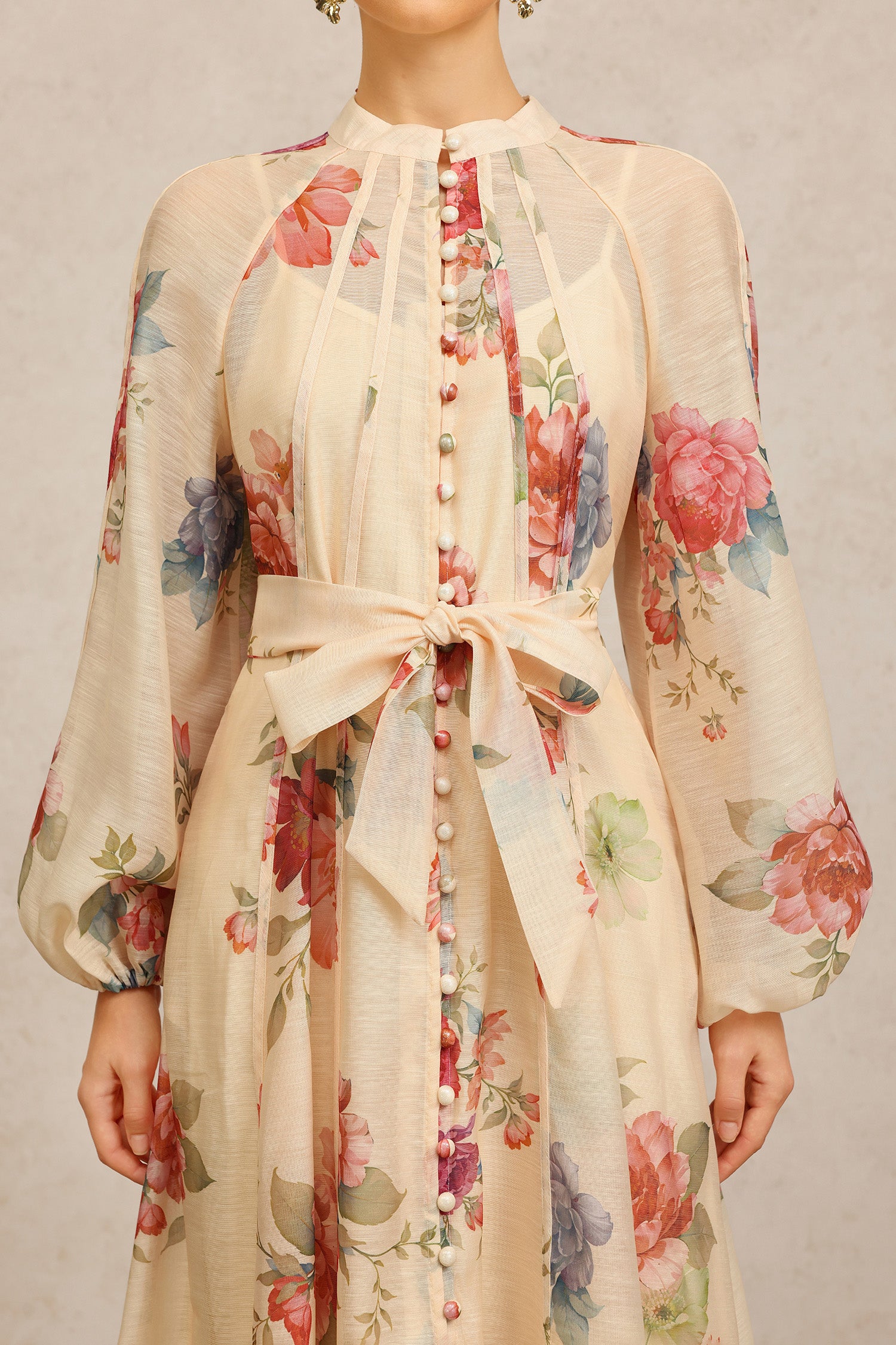 NEAL LONG SLEEVE FLORAL MAXI DRESS