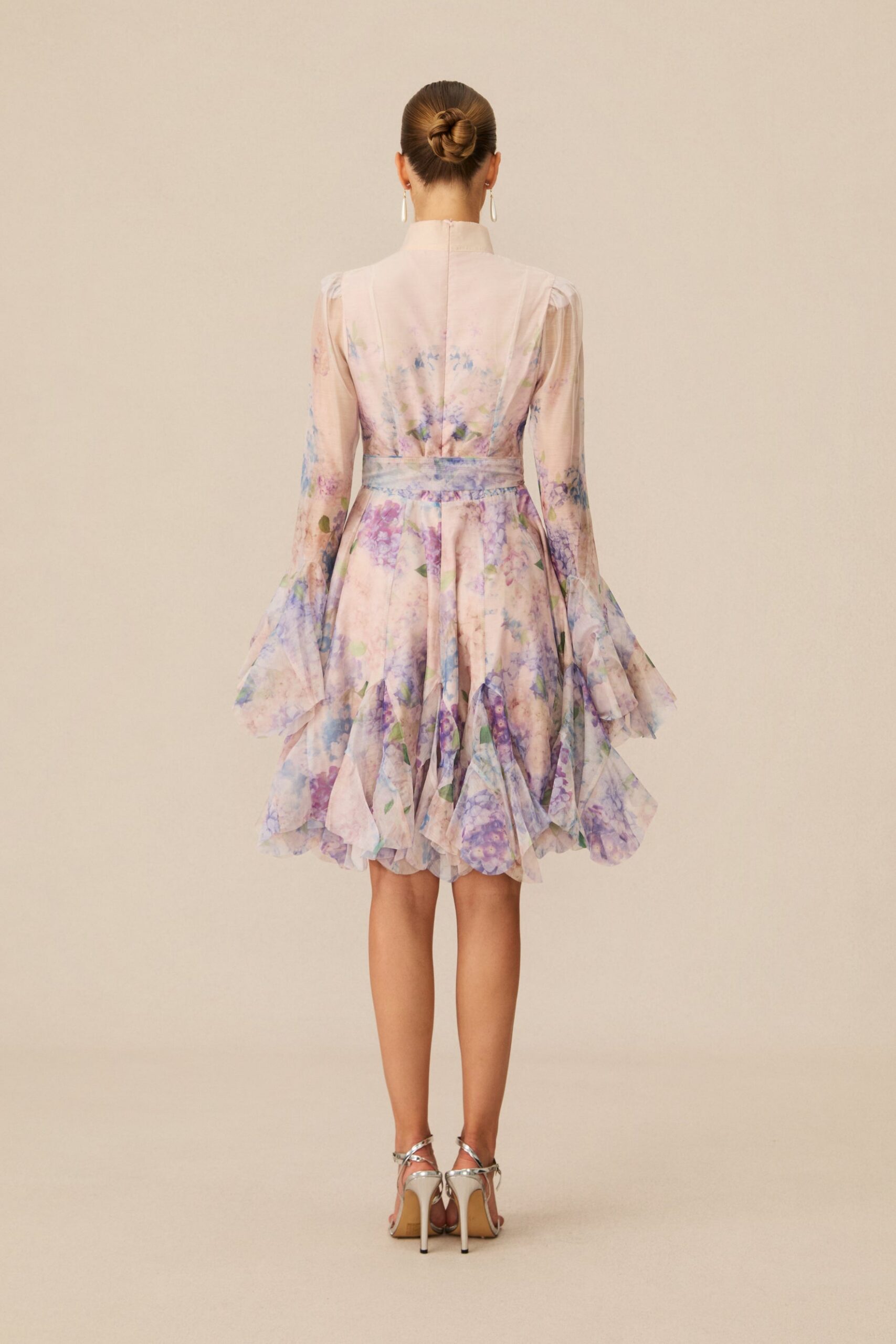 LANA CHIFFON FLORAL MINI DRESS, LONG SLEEVE, PARTY