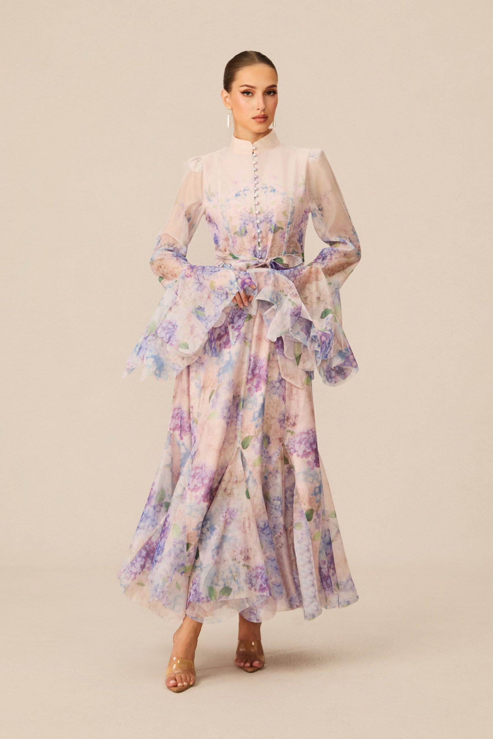 ALESSIA FLORAL MOCK NECK MAXI DRESS