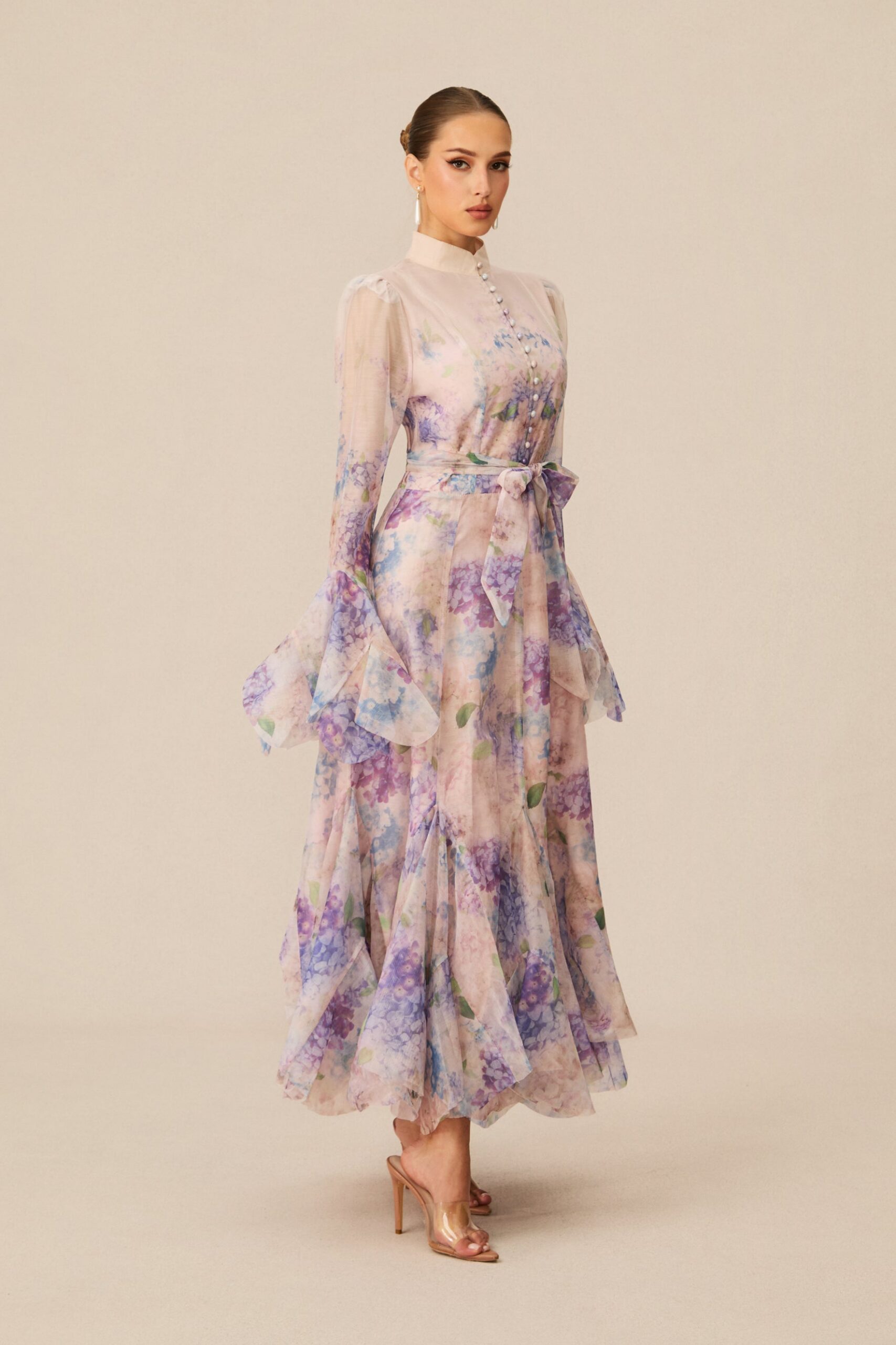 ALESSIA FLORAL MOCK NECK MAXI DRESS