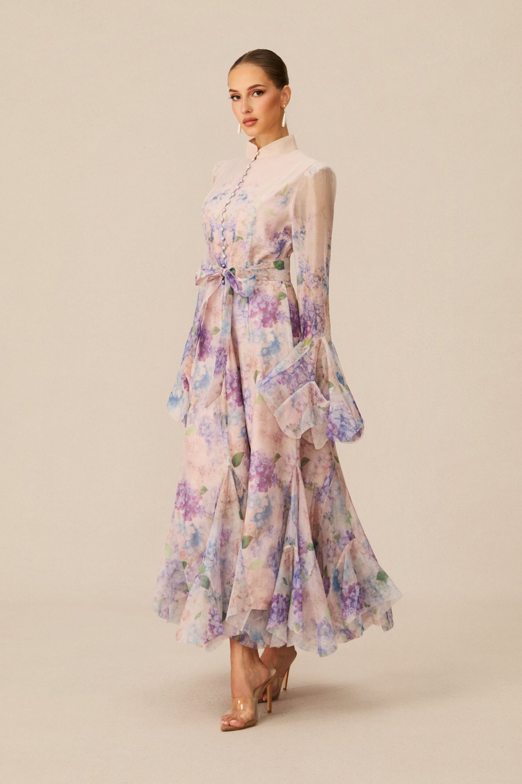 ALESSIA FLORAL MOCK NECK MAXI DRESS