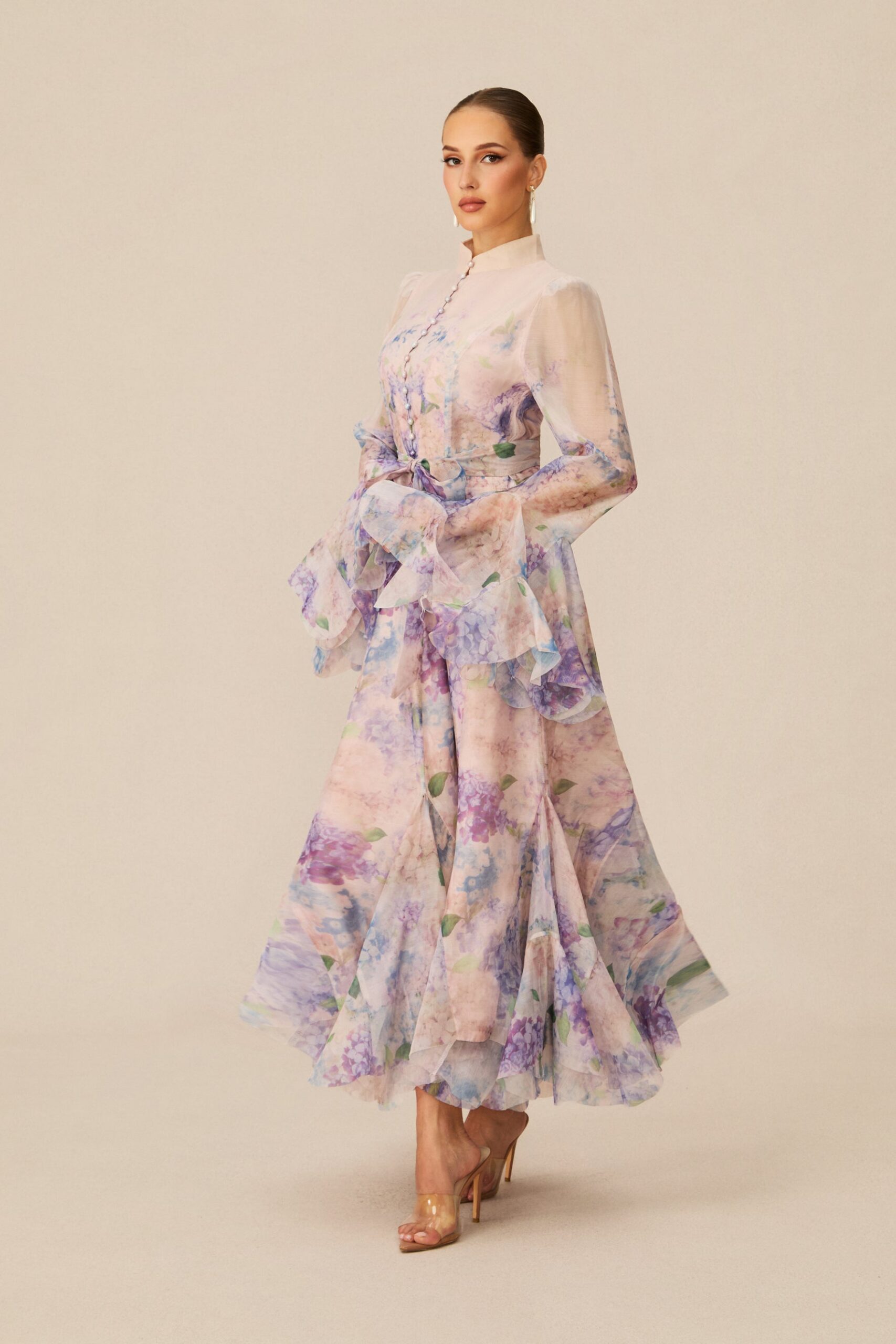 ALESSIA FLORAL MOCK NECK MAXI DRESS
