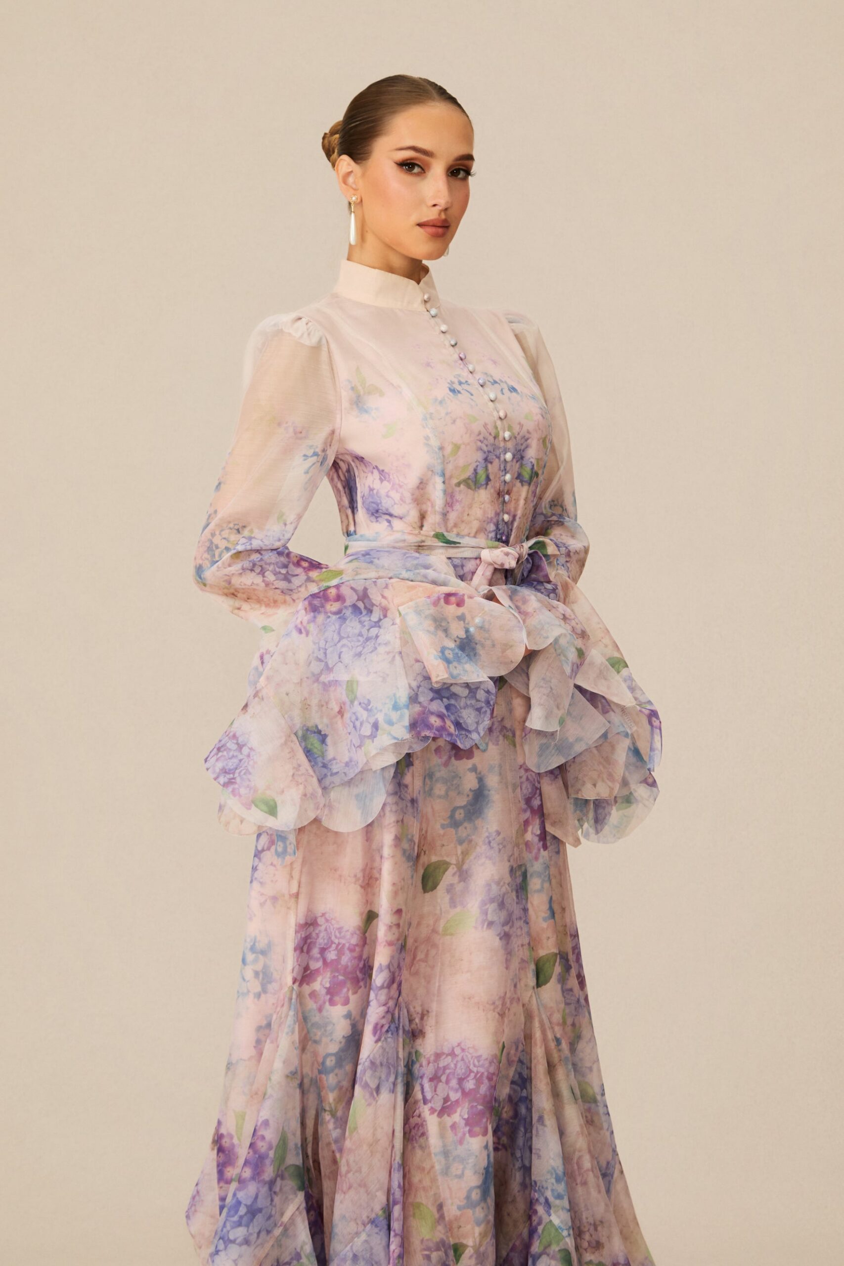 ALESSIA FLORAL MOCK NECK MAXI DRESS