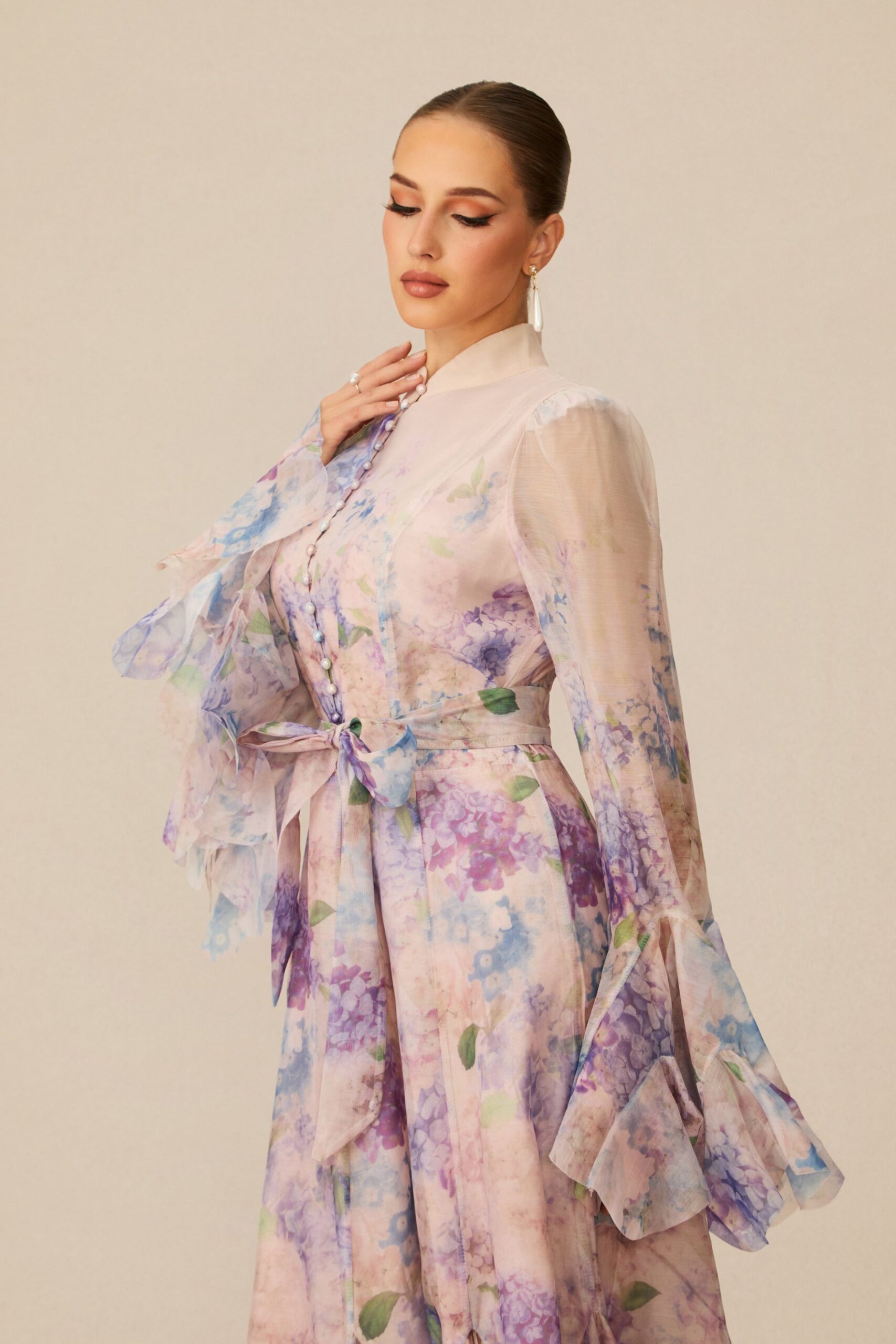 ALESSIA FLORAL MOCK NECK MAXI DRESS