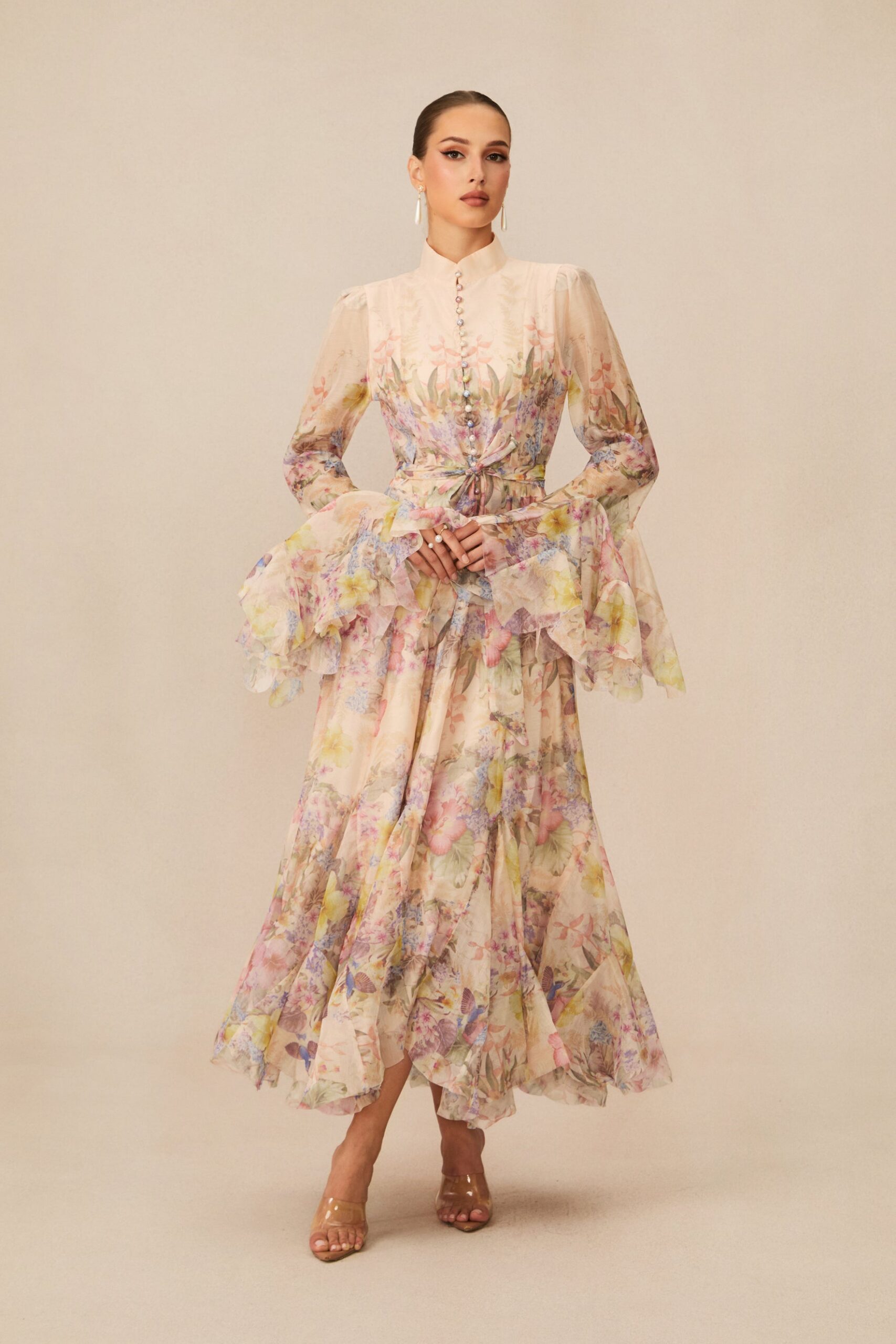 ALESSIA FLORAL MOCK NECK MAXI DRESS