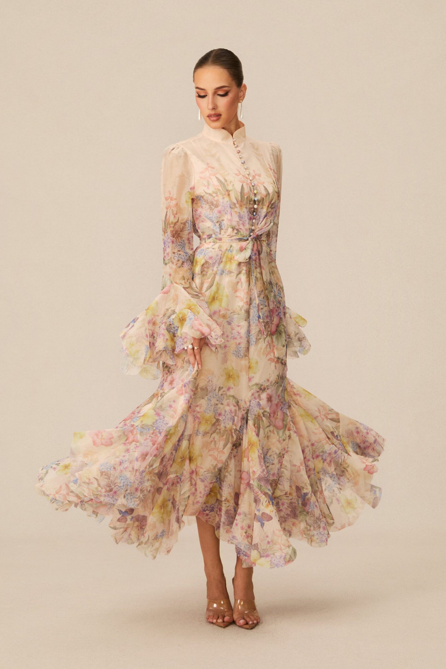 ALESSIA FLORAL MOCK NECK MAXI DRESS