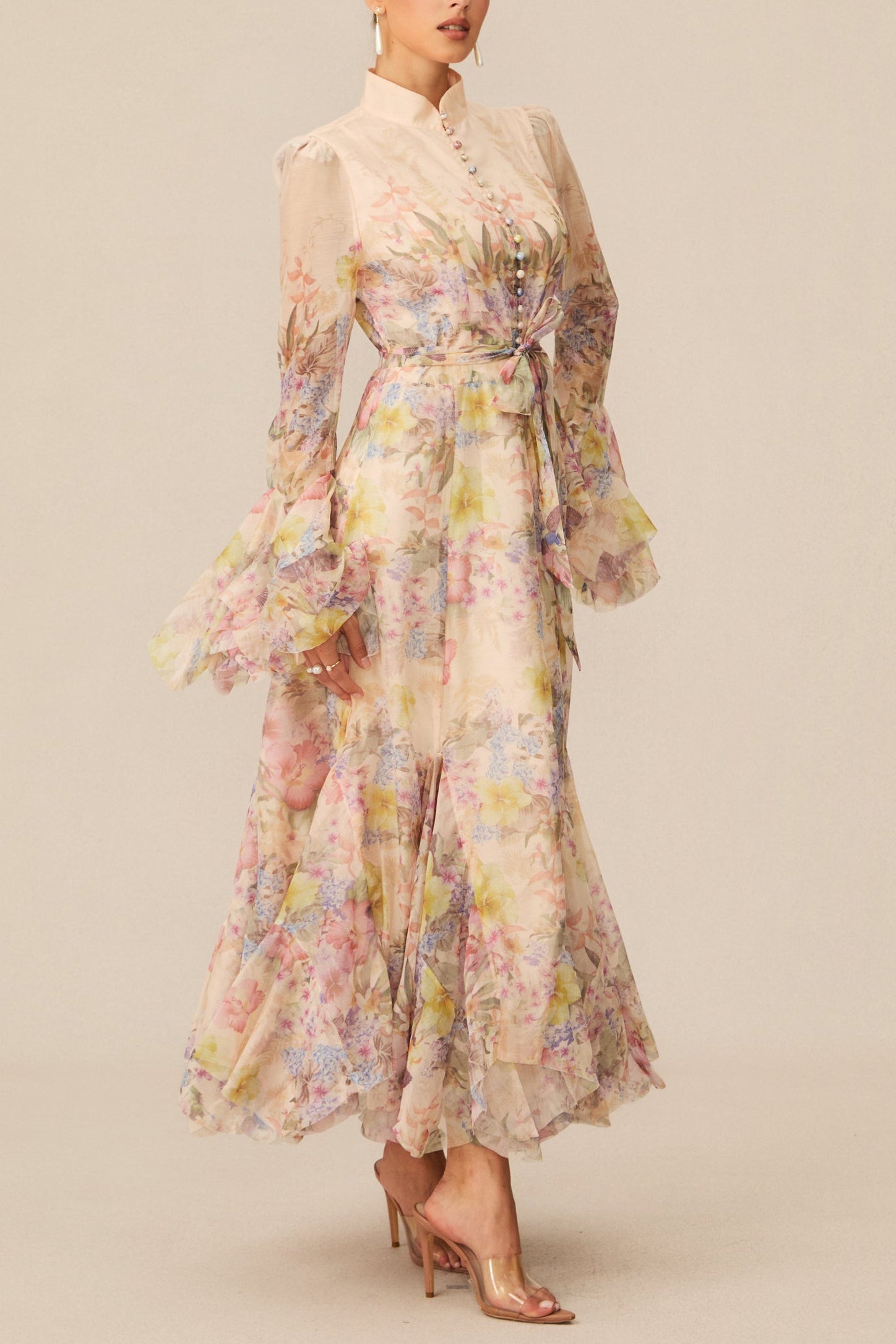 ALESSIA FLORAL MOCK NECK MAXI DRESS