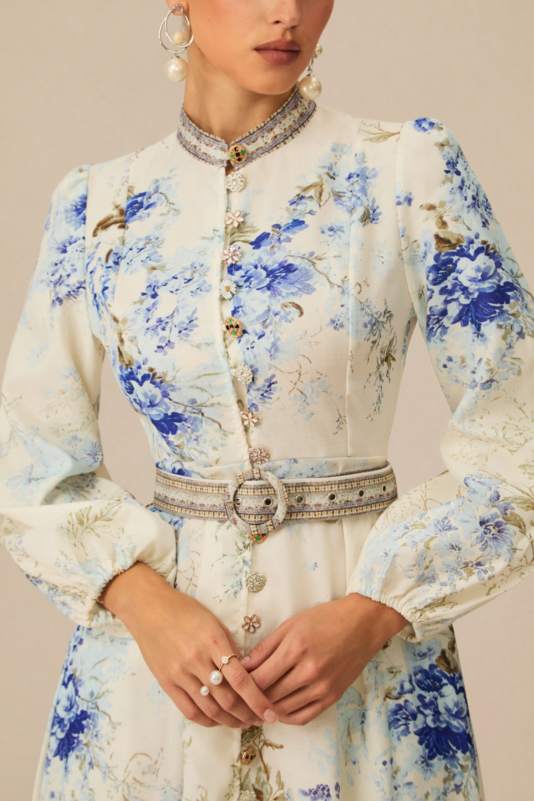 WHITE FLORAL MIDI DRESS FOR WEDDING GUEST