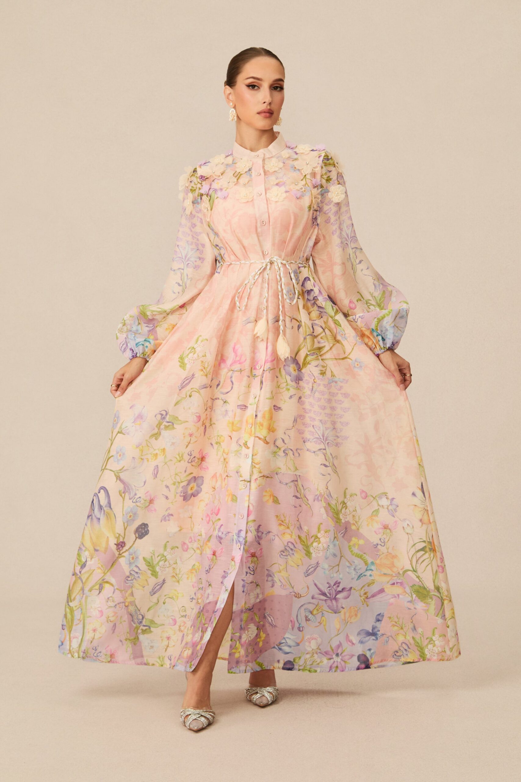 KATE FLORAL MAXI DRESS WITH TIE WAIST