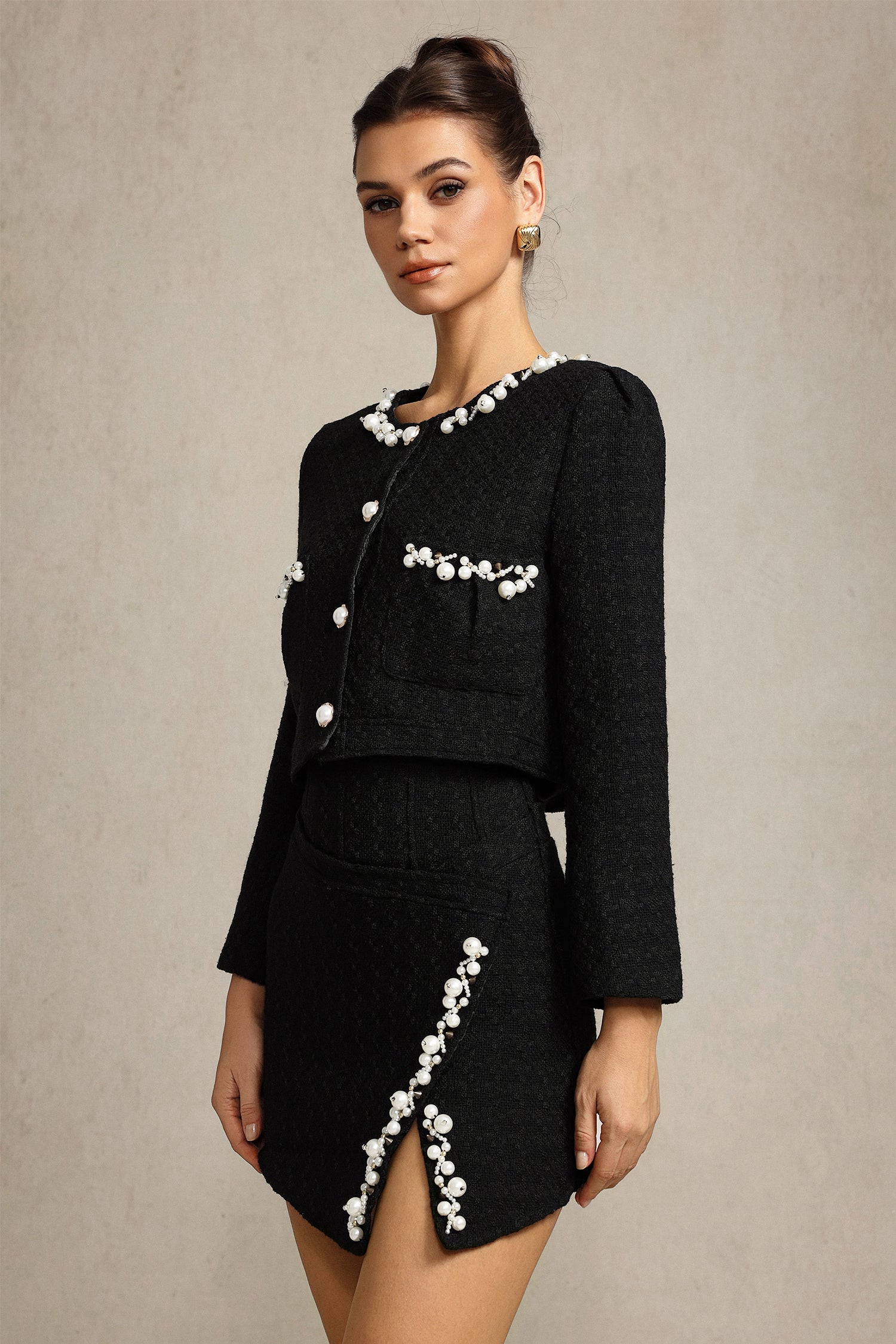 BLACK PEARL LONG SLEEVE TWO-PIECE SET, GRACE