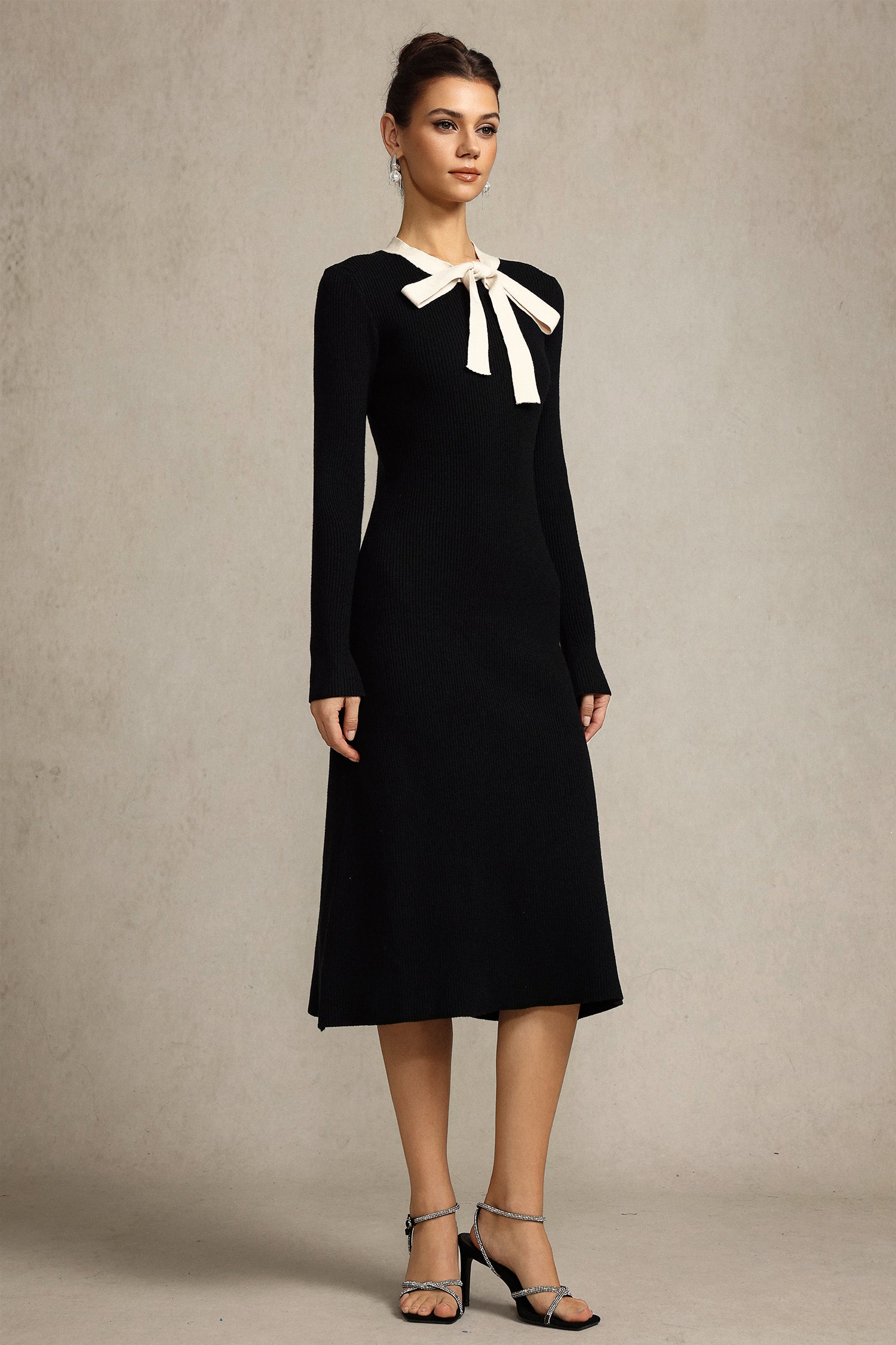 JANICE BOWKNOT STREAMER MAXI DRESS - BLACK