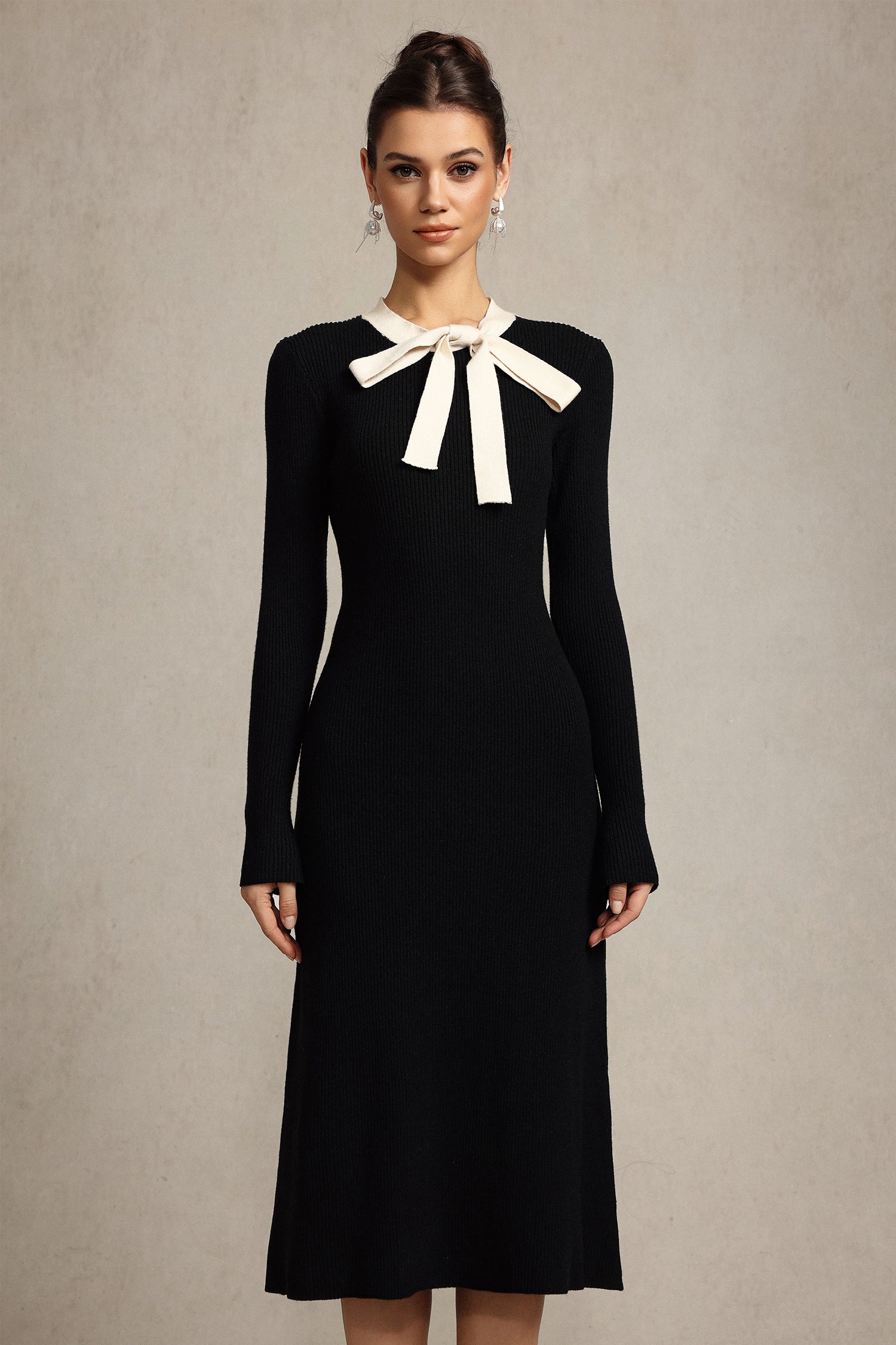 JANICE BOWKNOT STREAMER MAXI DRESS - BLACK