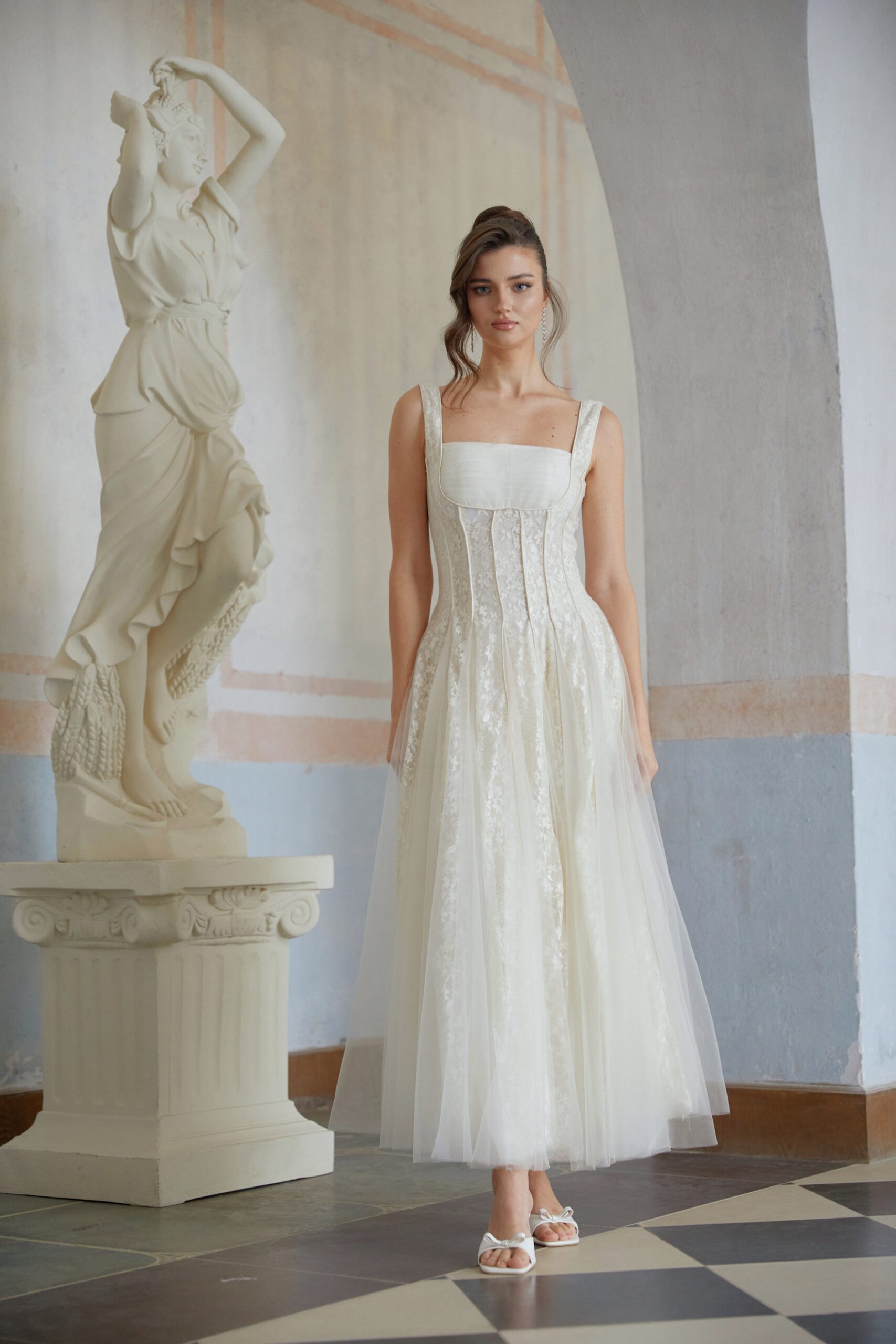 JESSICA WHITE LACE TULLE MAXI DRESS