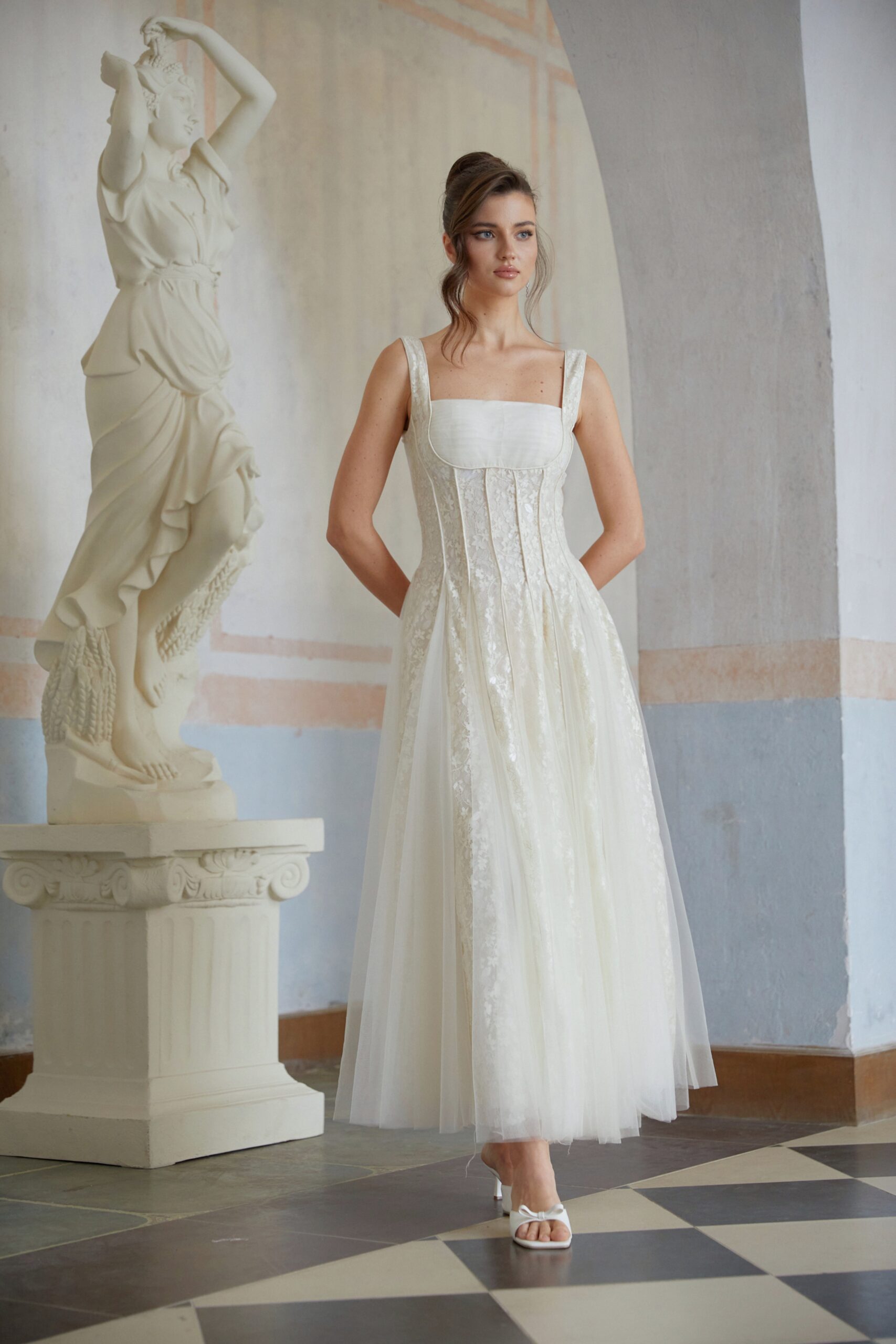 JESSICA WHITE LACE TULLE MAXI DRESS