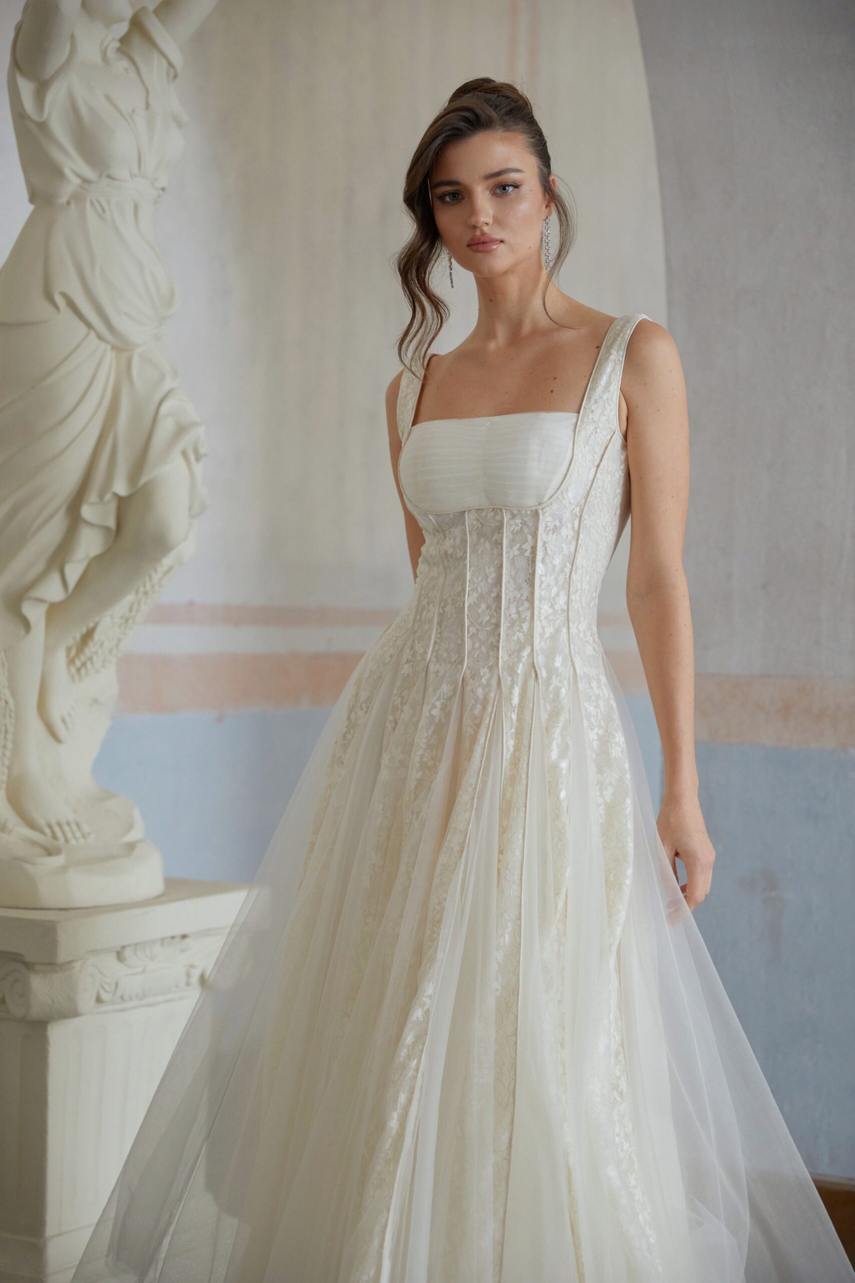 JESSICA WHITE LACE TULLE MAXI DRESS