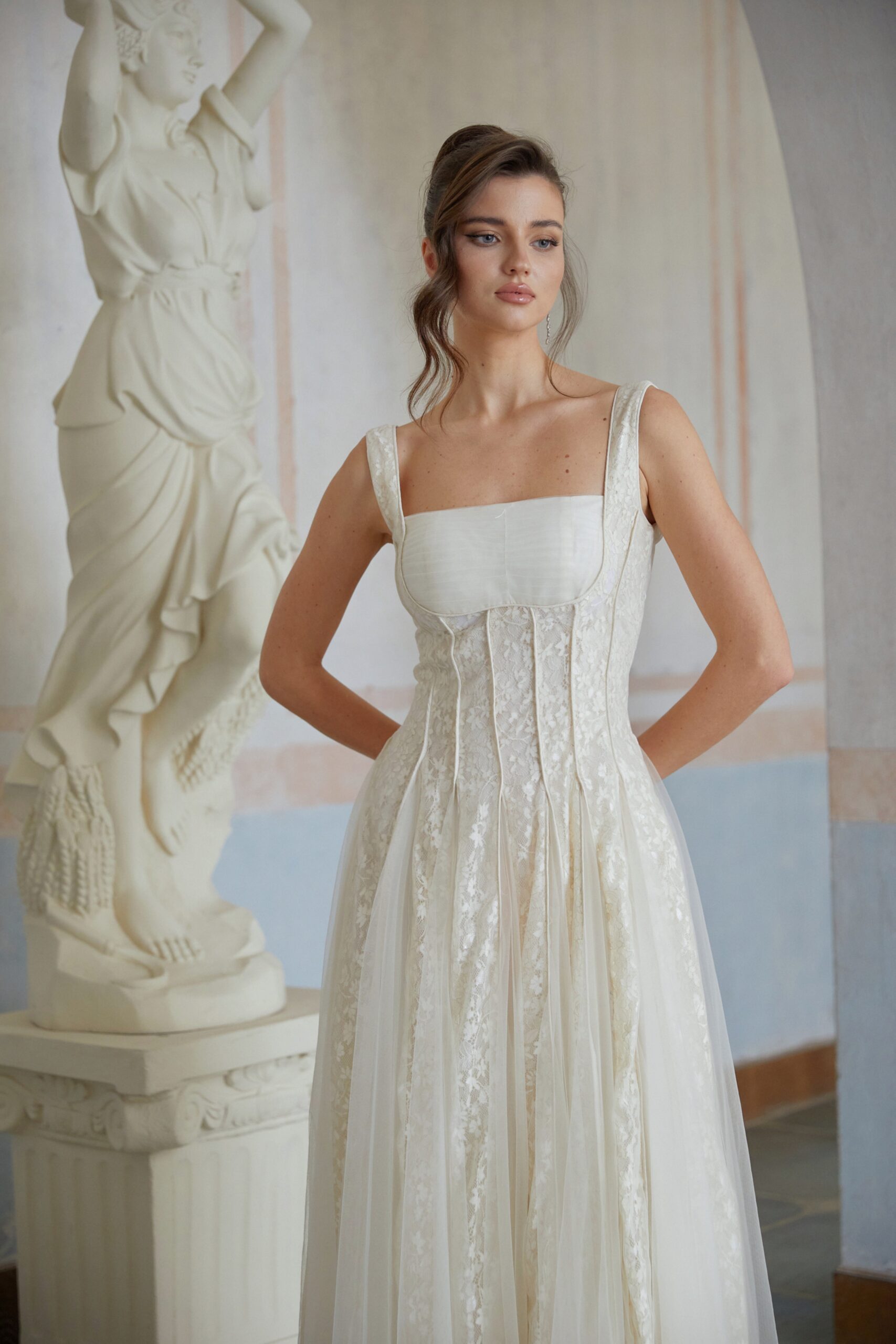 JESSICA WHITE LACE TULLE MAXI DRESS
