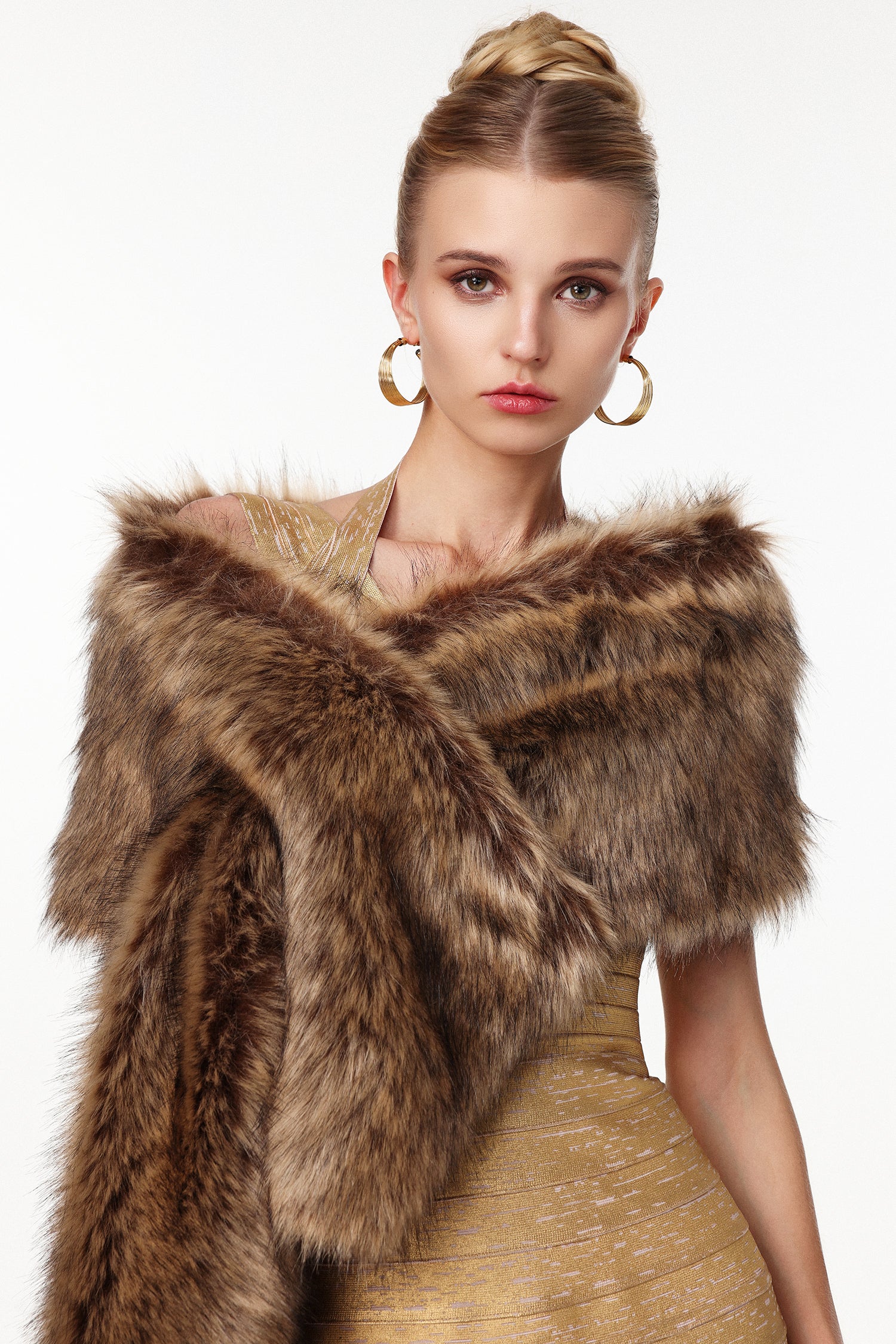 VICTORIA FAUX FUR SHAWL FOR WEDDING EVENING WRAP