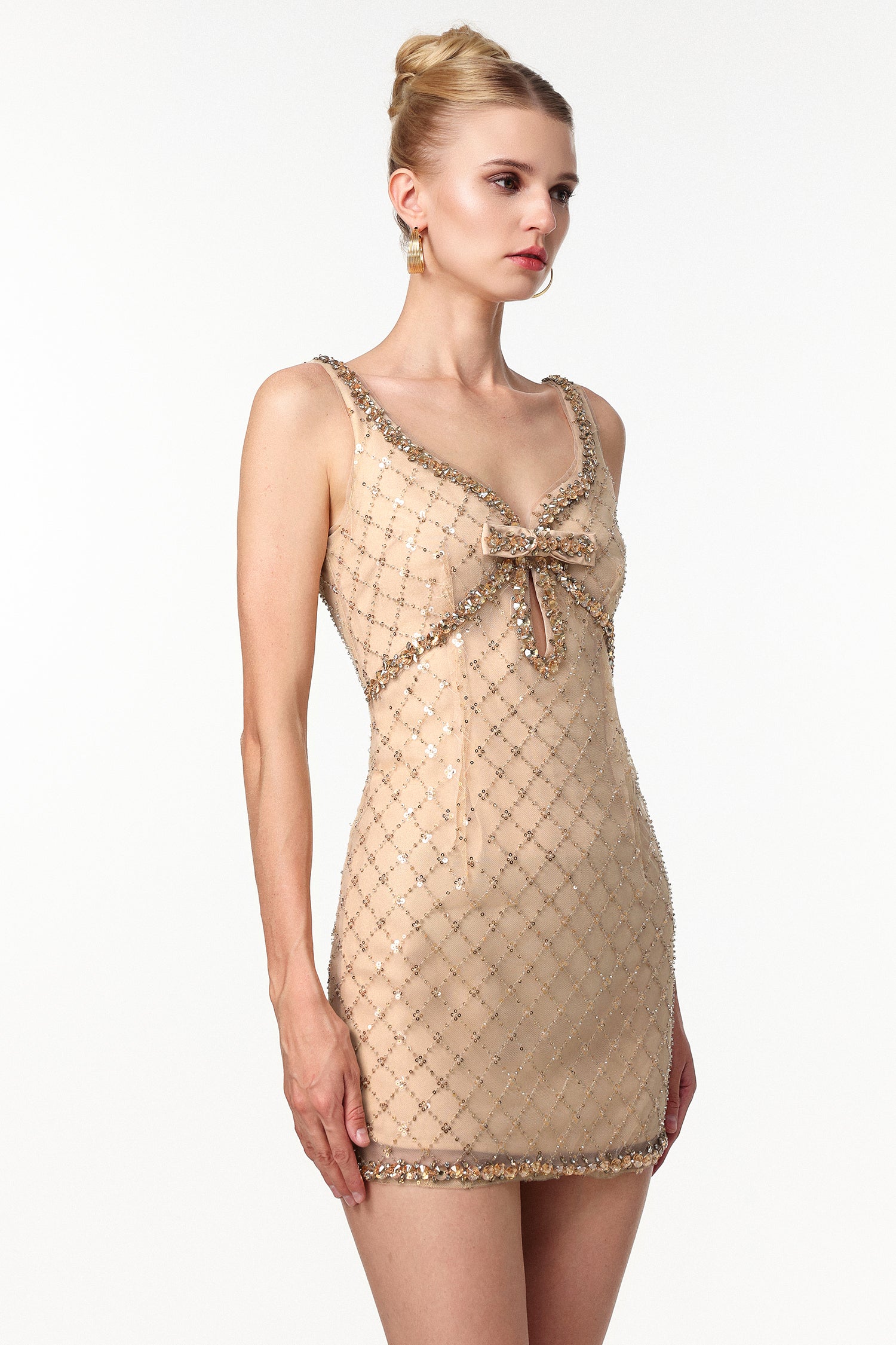 MONA SEQUIN RHINESTONE MINI DRESS YELLOW