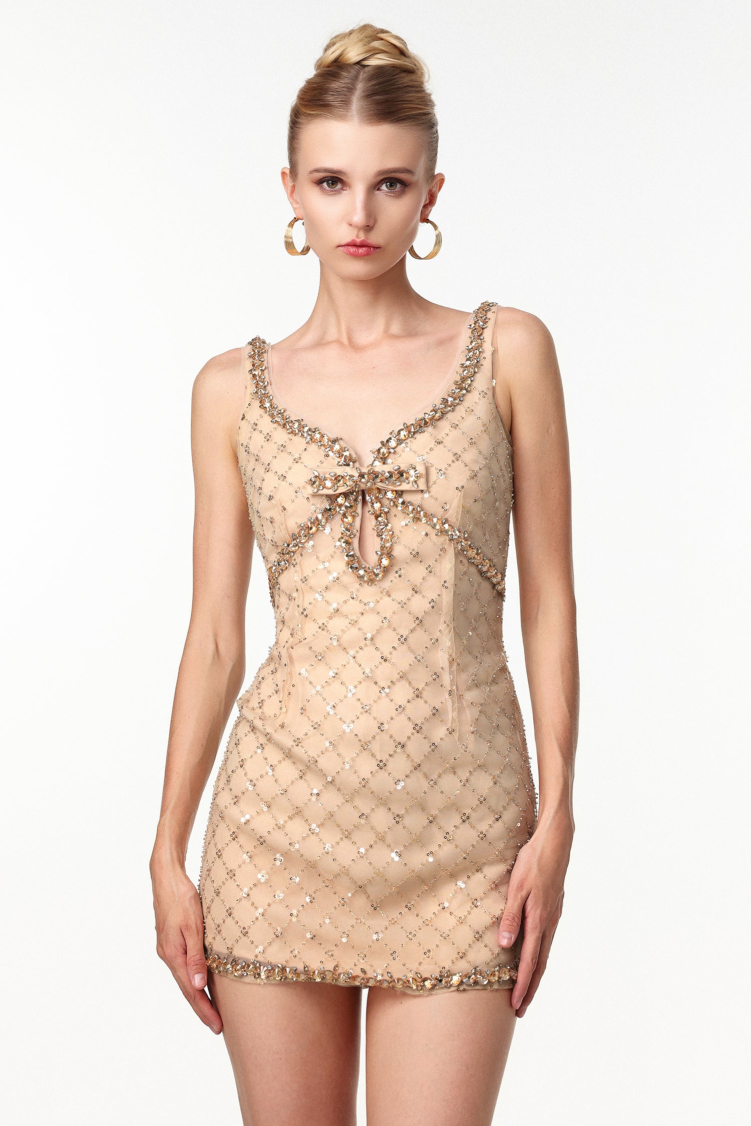 MONA SEQUIN RHINESTONE MINI DRESS YELLOW