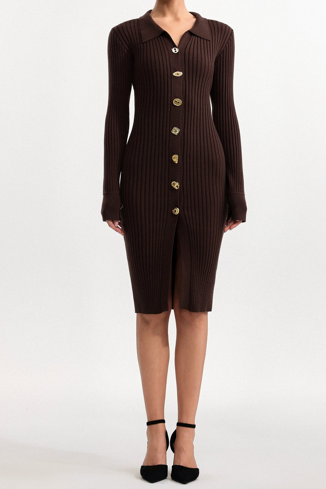 2025-11-03-gabi167934 XAVIERA CONTOUR KNIT V-NECK MINI DRESS