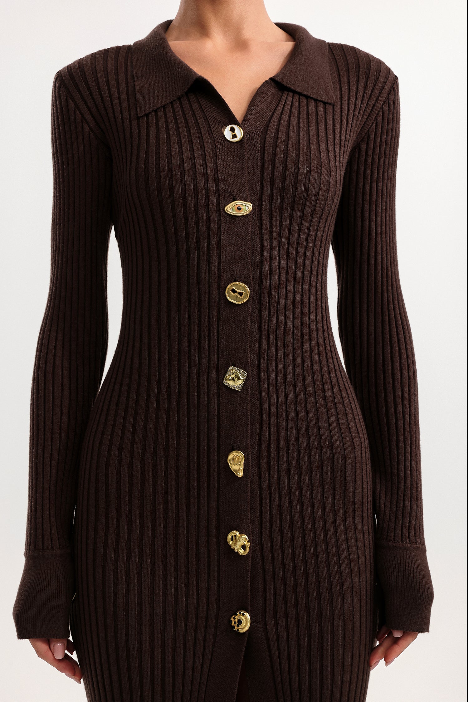 XAVIERA CONTOUR KNIT V-NECK MINI DRESS