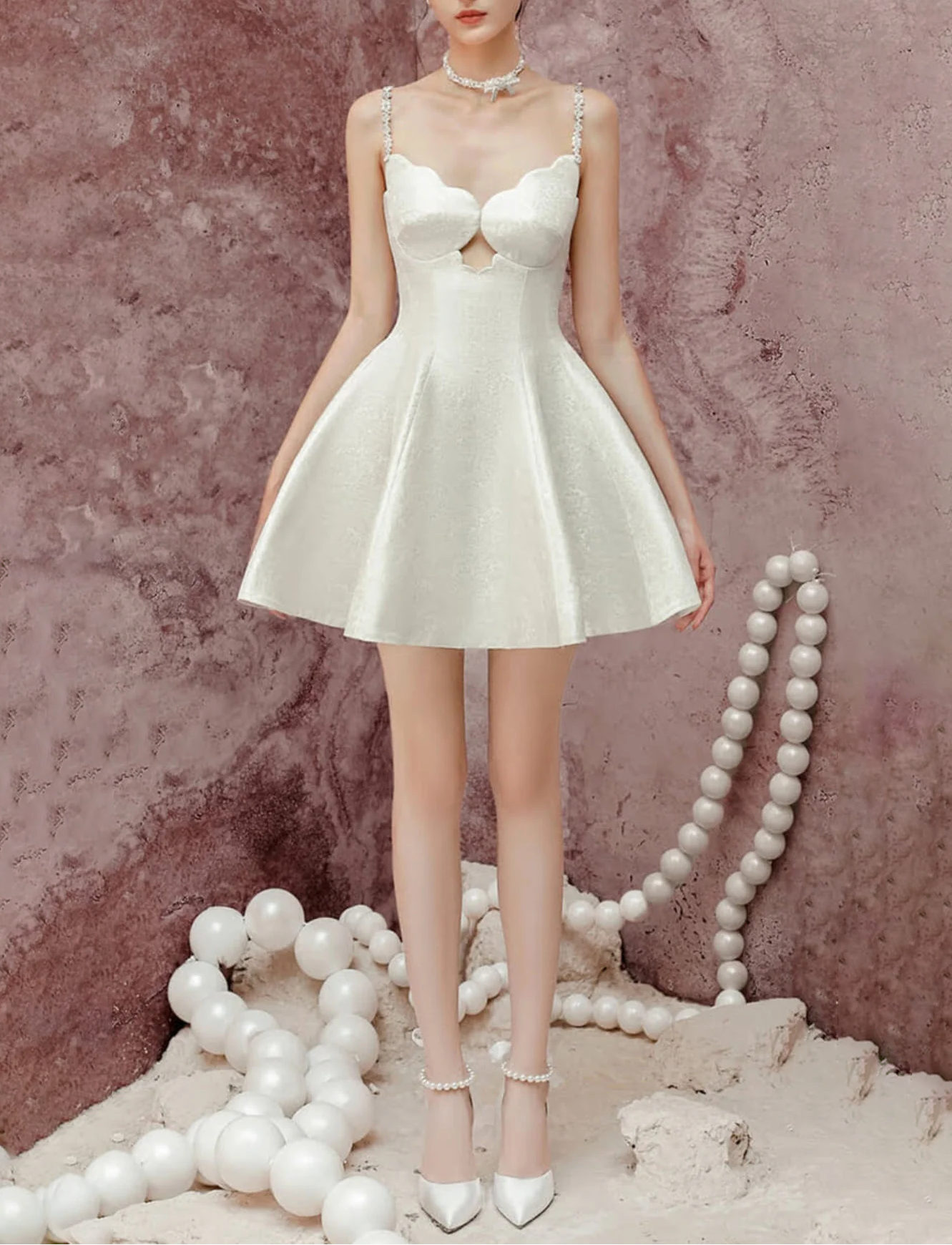 FLARE JACQUARD MINI DRESS FOR PARTY