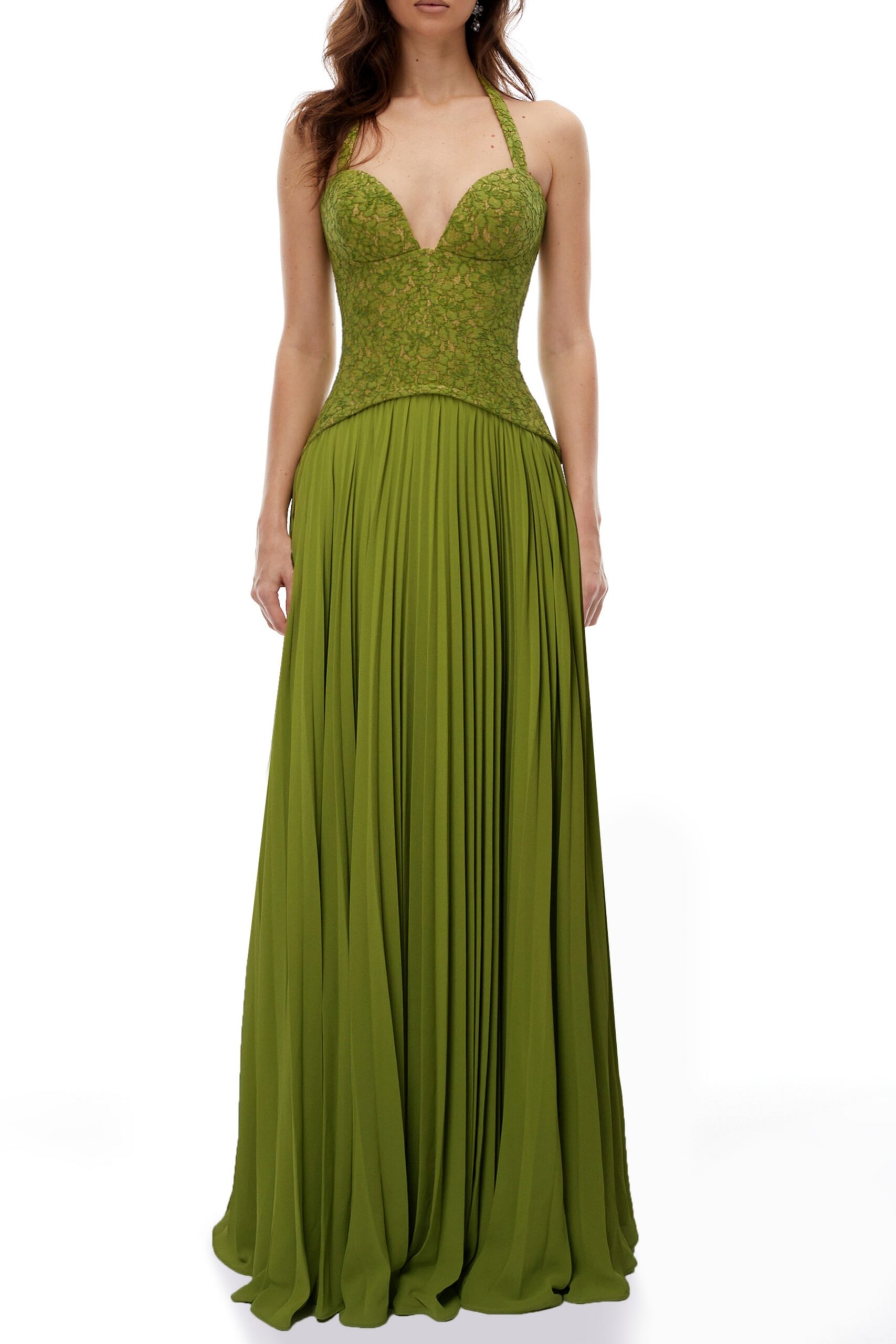 2025-11-17MR_1934 EMERALD LACE FISHBONE CORSET GOWN, PLEATED SILHOUETTE