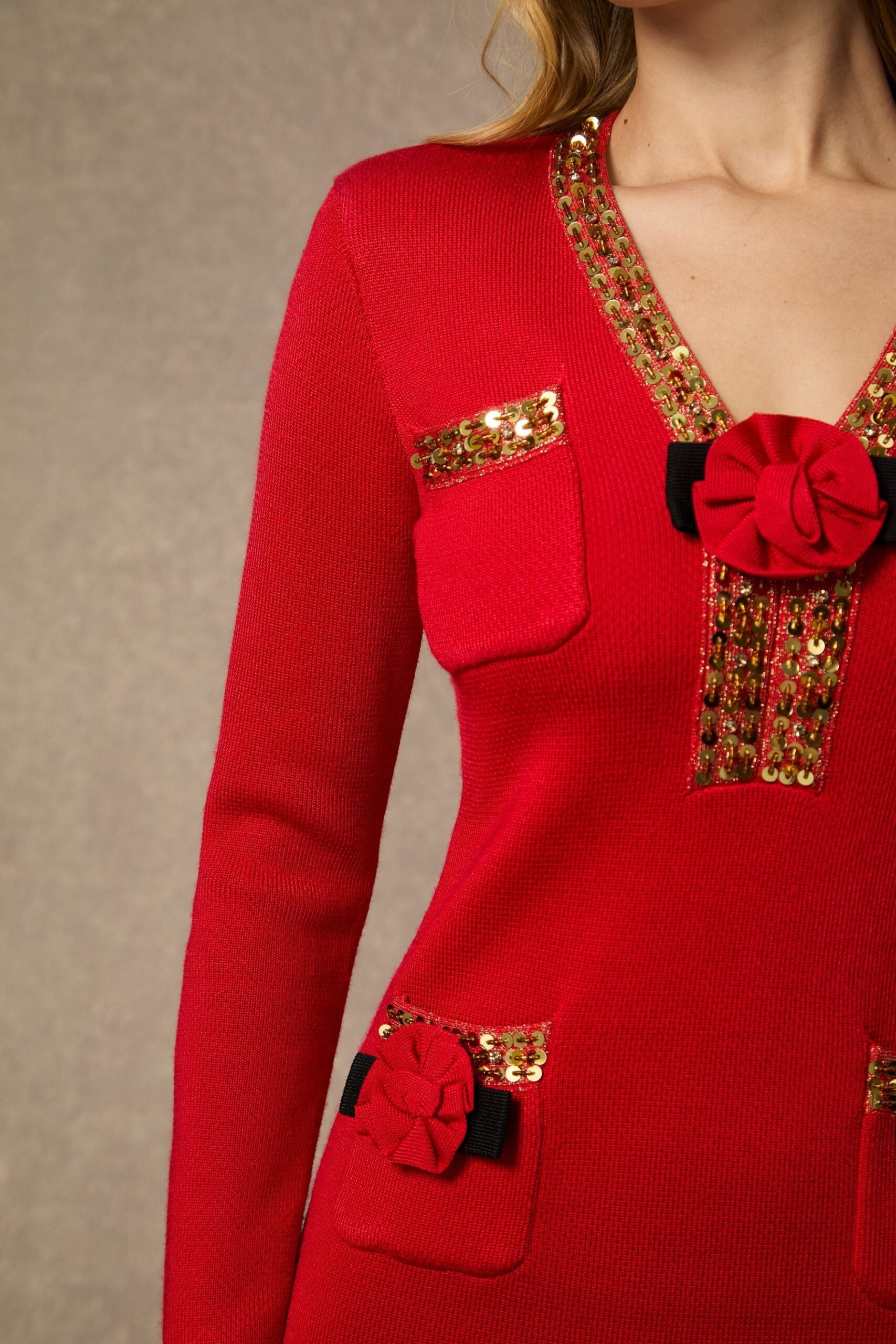 ELLA V-NECK RED SEQUIN MINI DRESS, PARTY NIGHT