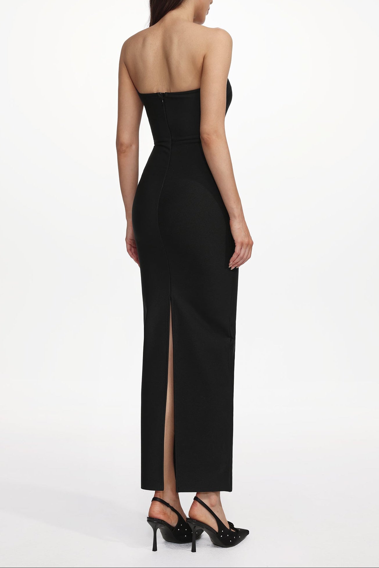 MURRAY CONTOUR STRAPLESS CUTOUT BANDAGE MAXI DRESS BLACK