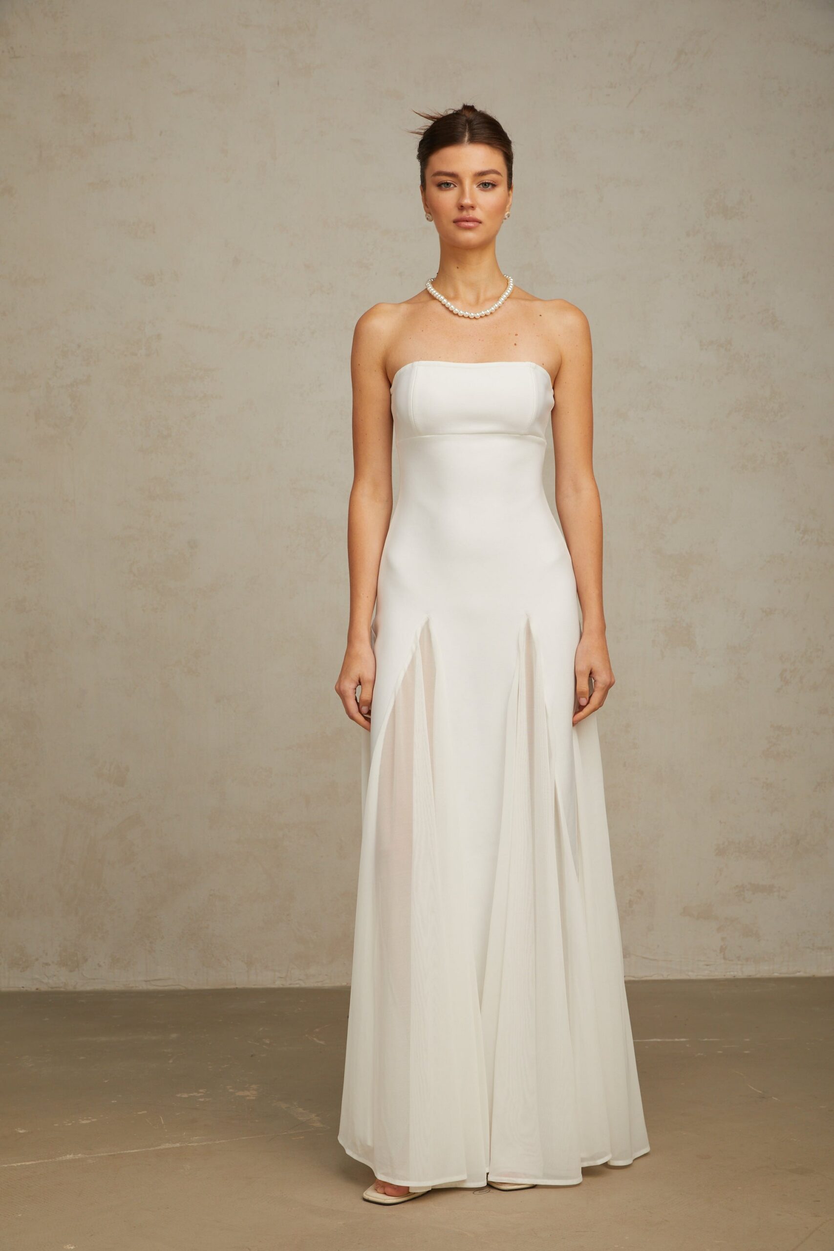 NATHALIE WHITE TULLE MAXI DRESS FOR FORMAL EVENTS